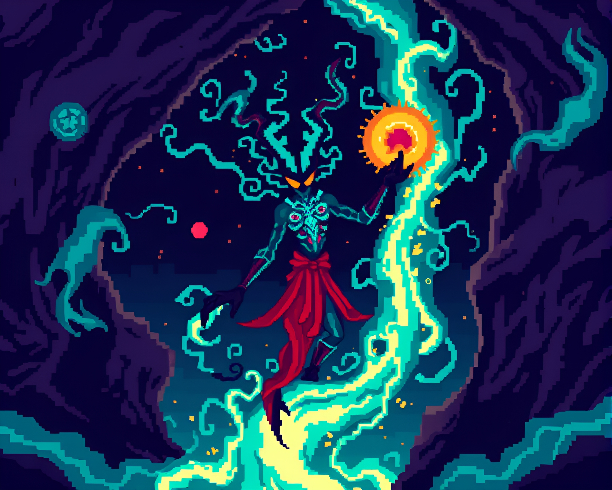 Mystical Djinn Emerges from Pixelated Vortex – free AI stock image