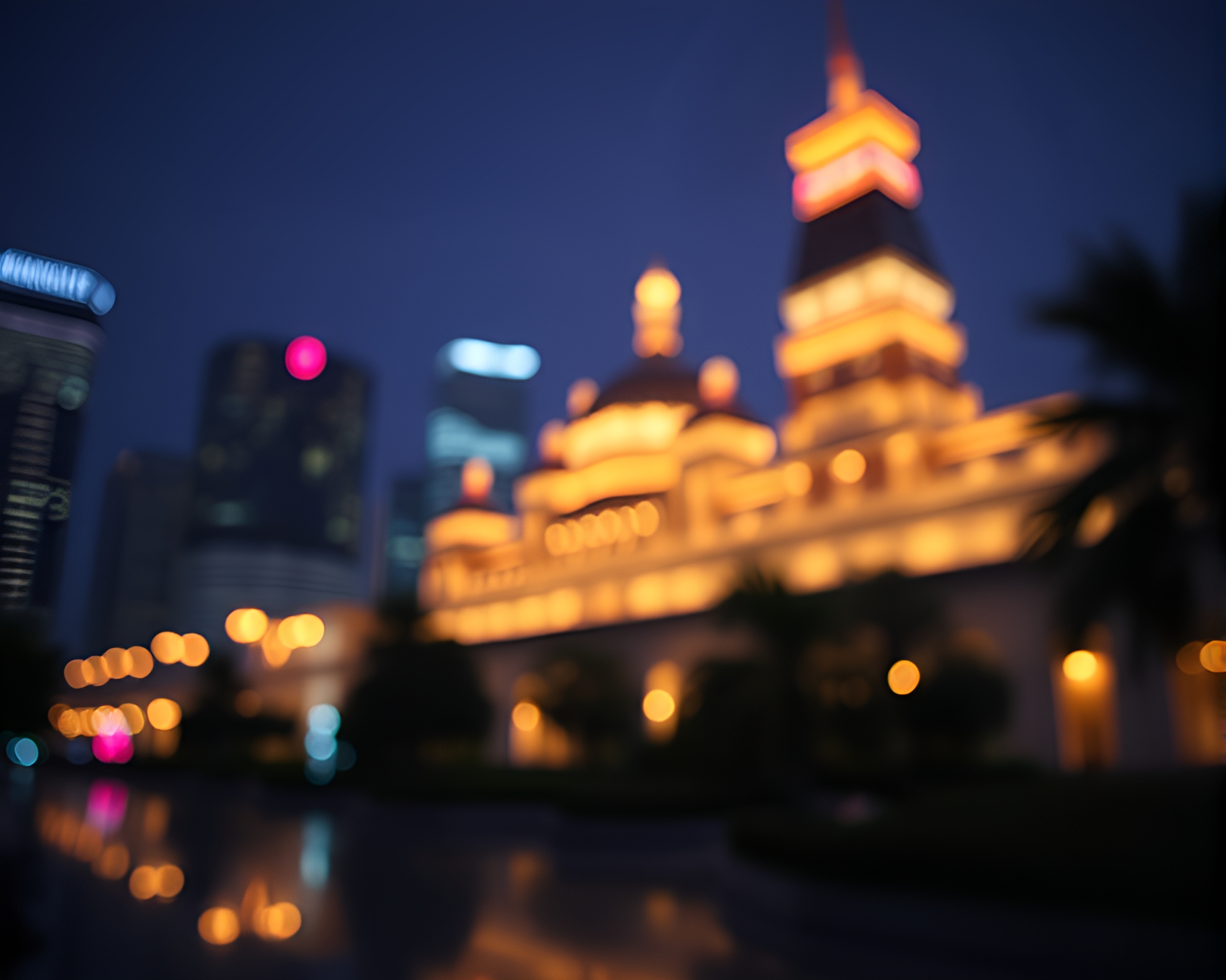 Neon Hydra in Architectural Bokeh – free AI stock image