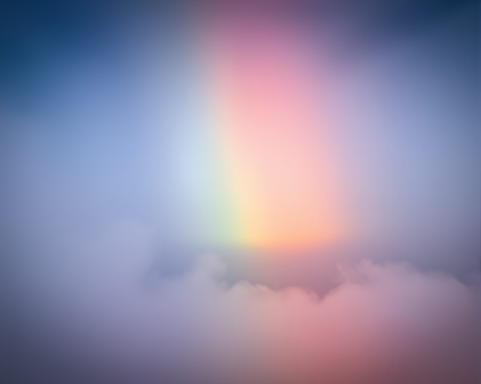 Colorful fog surrounds figure in mystical astral projection.