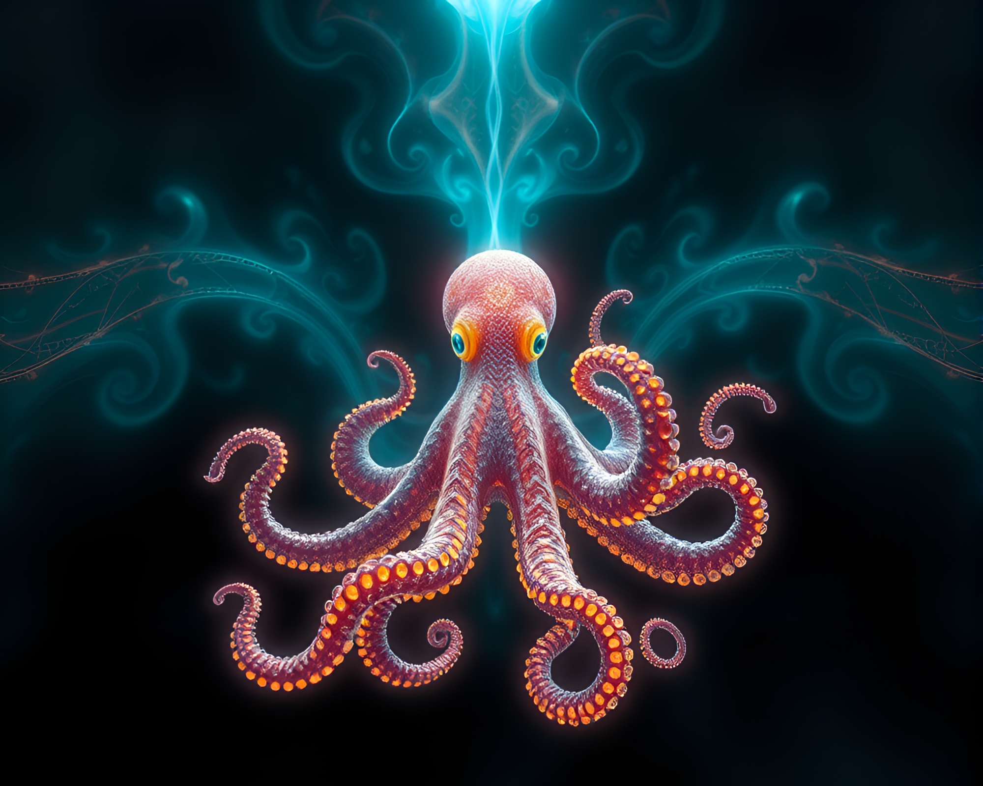 Ethereal Octopus in Fractal Glow – free AI stock image