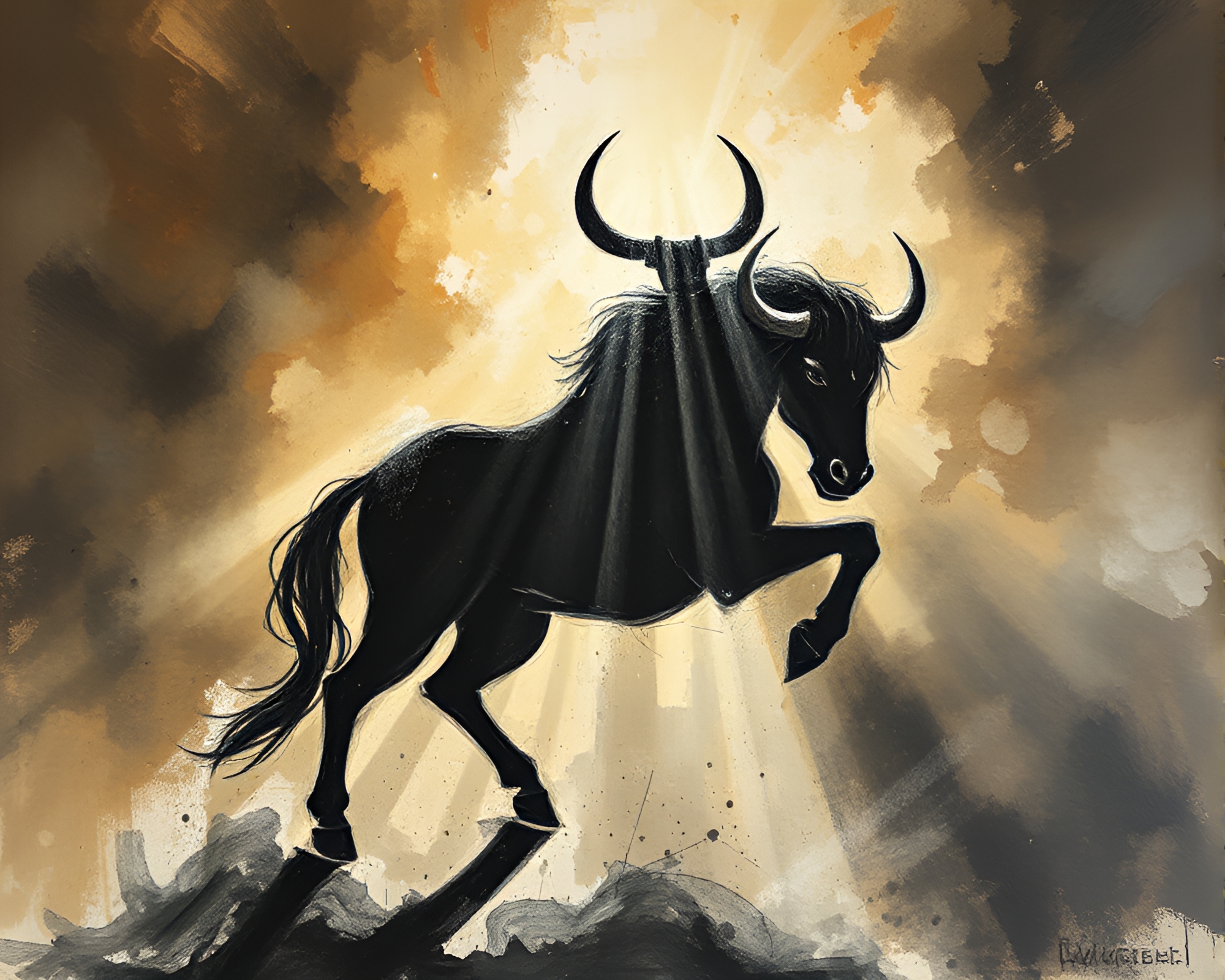 Majestic Minotaur in Impressionist Charcoal – free AI stock image