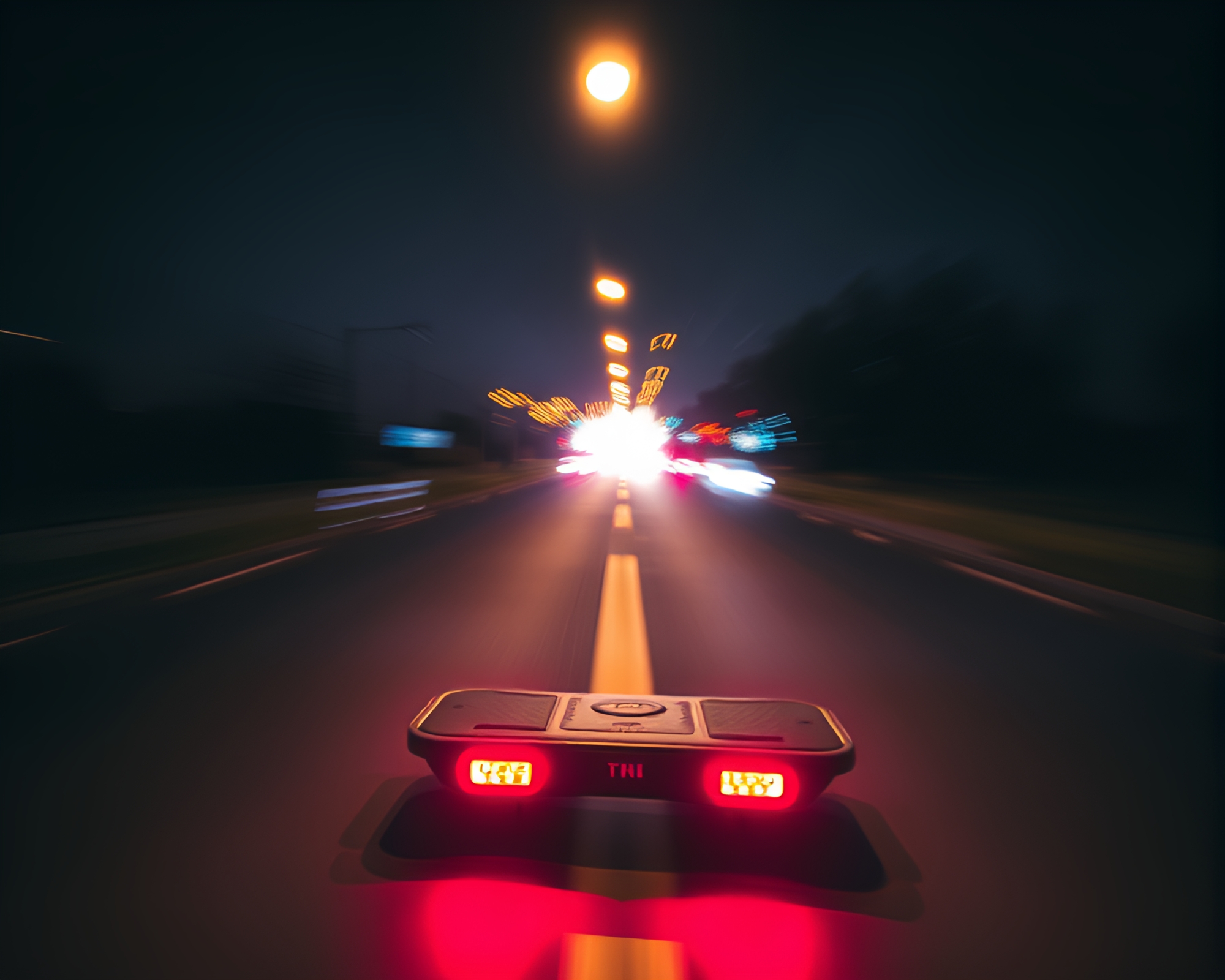 Futuristic Hoverboard Split Toning Long Exposure Photography – free AI stock image