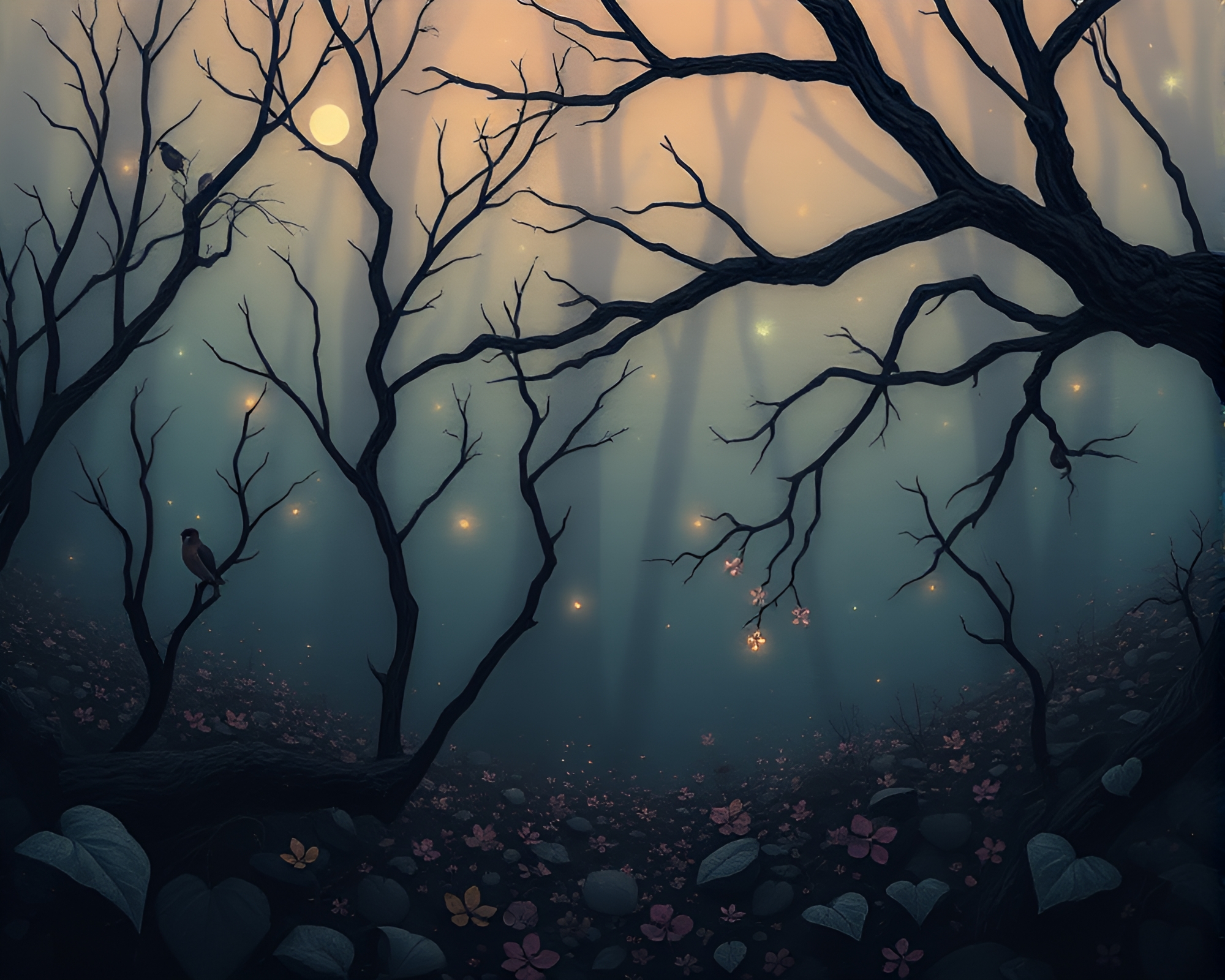 Siren’s Amethyst Leaf Litter Symphony – free AI stock image
