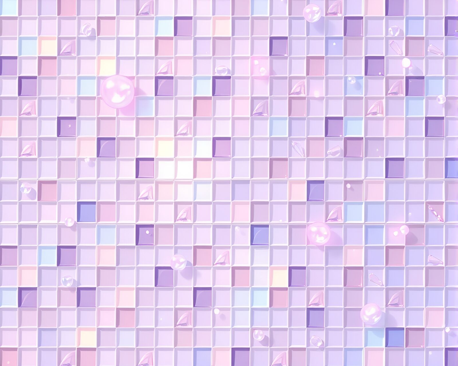 Iridescent floating crystal mosaic with intricate vector designs