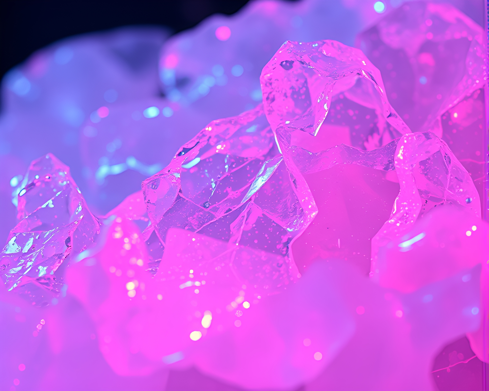 Neon Glacier Dance with Silver Leaf Sparkle – free AI stock image