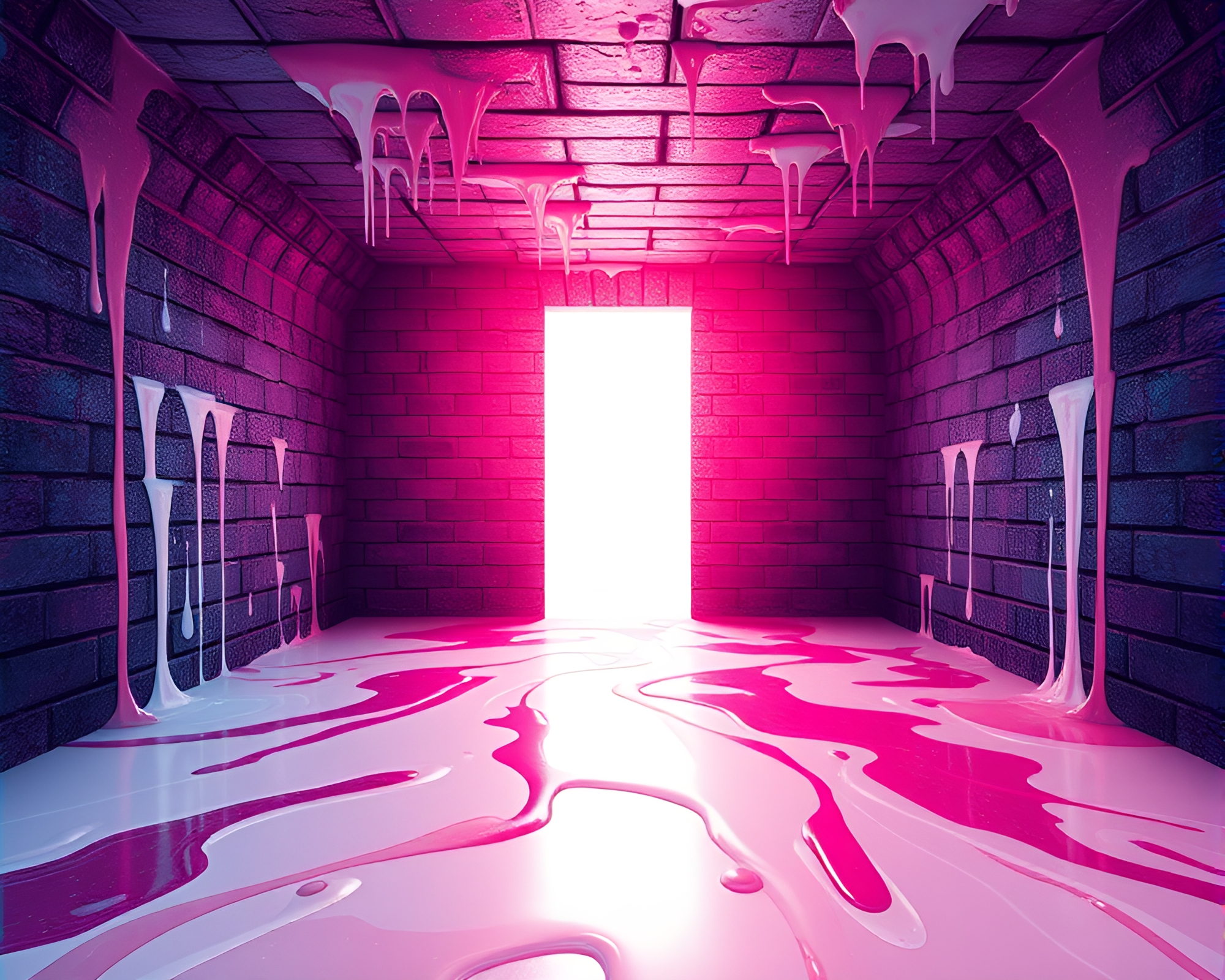 Vaporwave Multiverse Portal with Paint Drips – free AI stock image