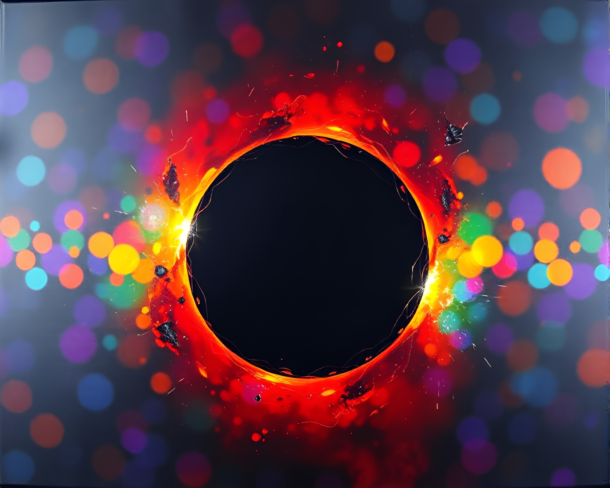 Solar Eclipse Refracted through Oil Slick Rainbow – free AI stock image