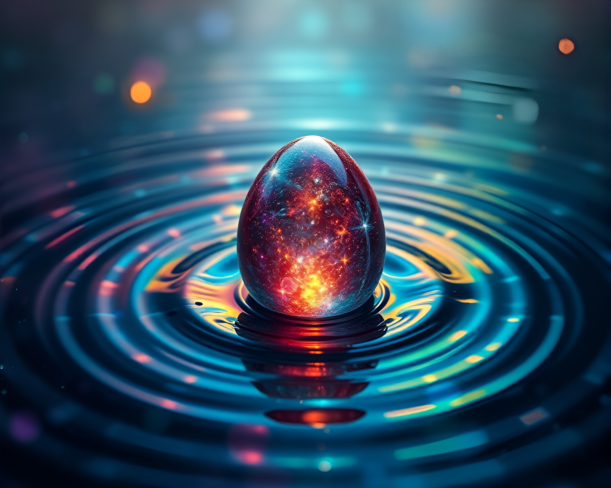 Crystal Dragon Egg Reflecting Cosmic Rainbow Ripples – free AI stock image