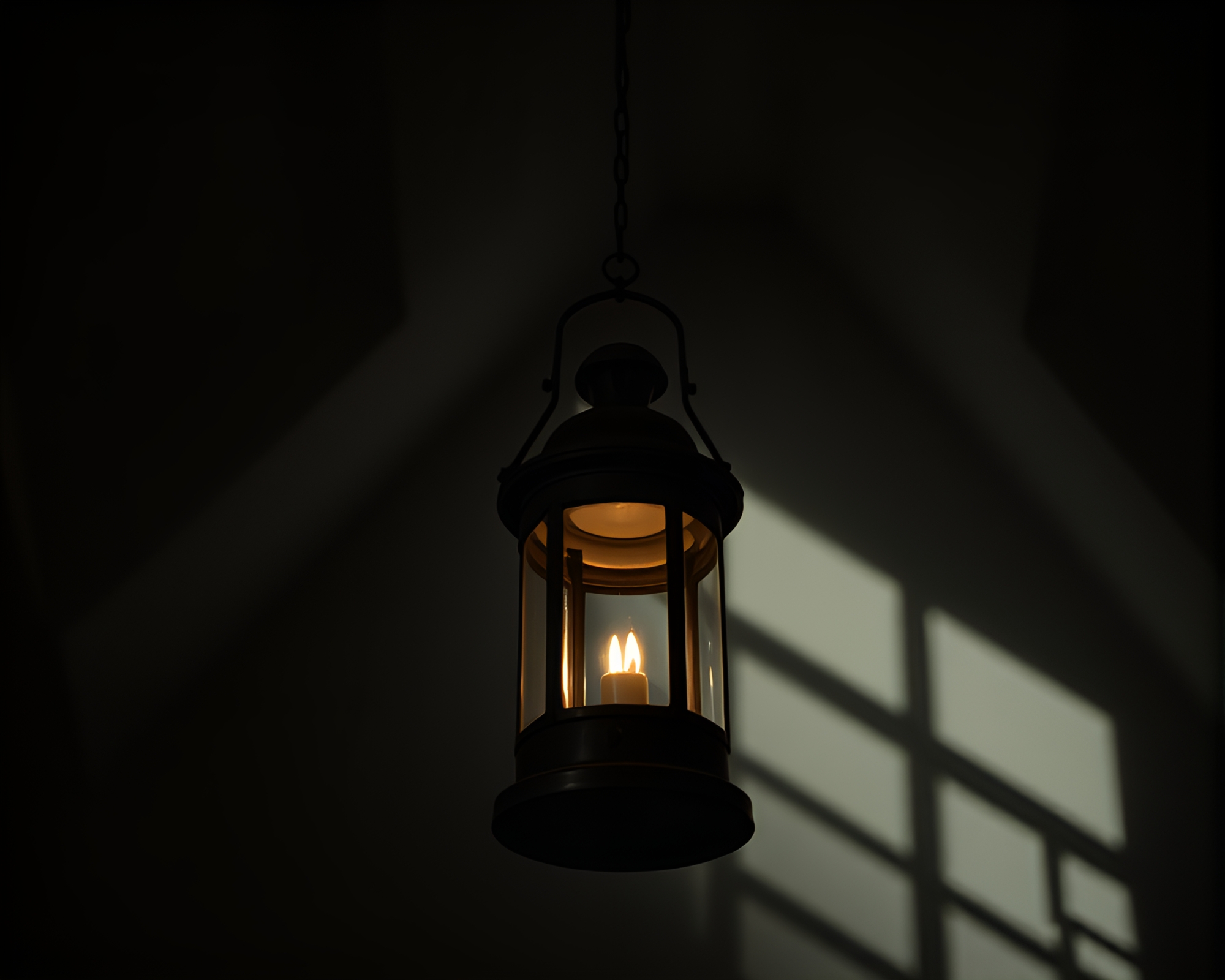 Lantern Lit Attic Shadows: High-Angle Divisionism – free AI stock image