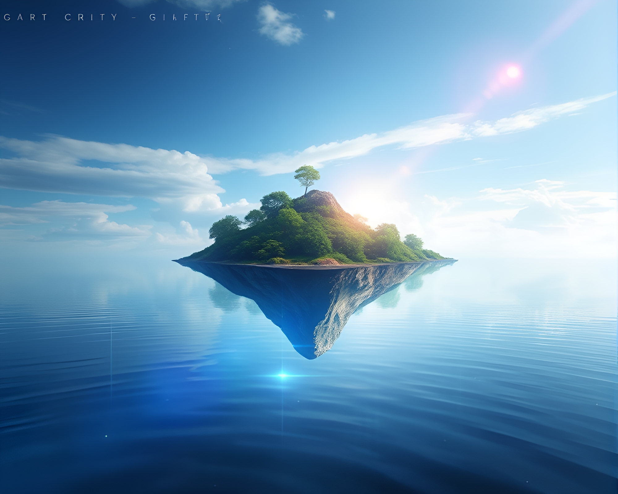 Surreal Floating Island Framed by Fractal Glow – free AI stock image