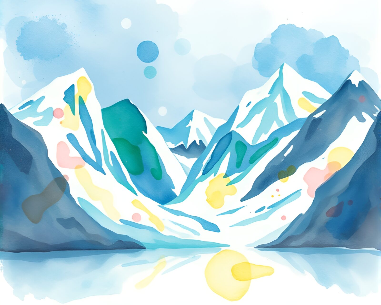 Colorful fantasy illustration of a glacier landscape for children