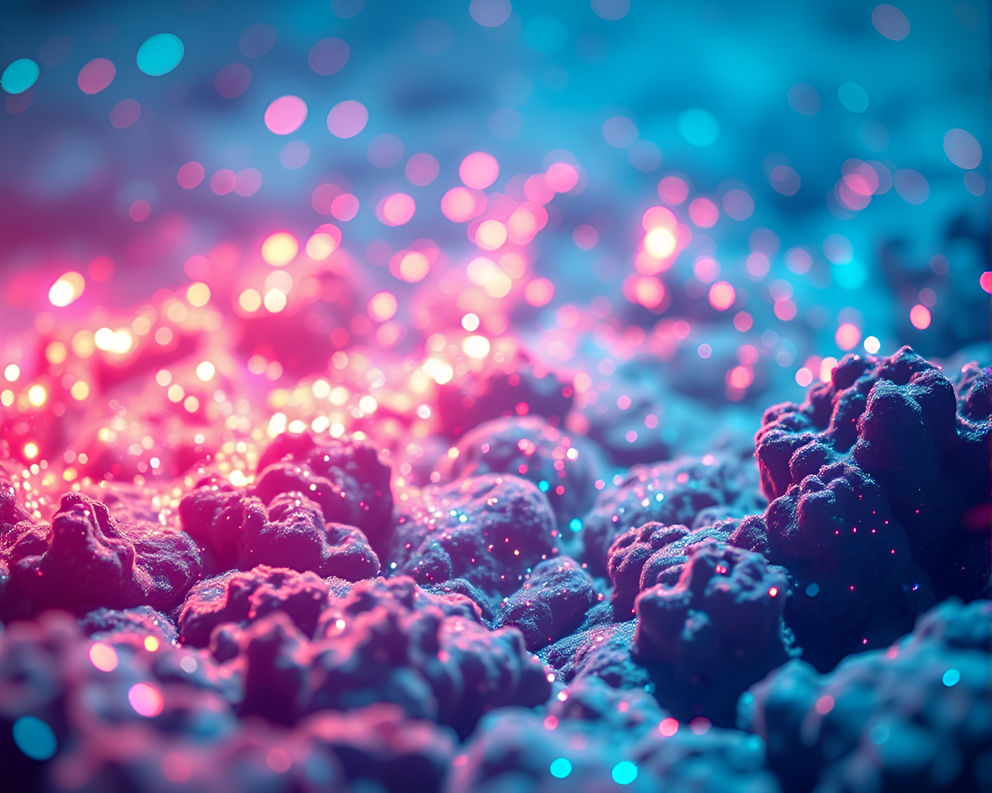 Enchanting Holographic Coral Reef with Fairy Light Sparkle – free AI stock image