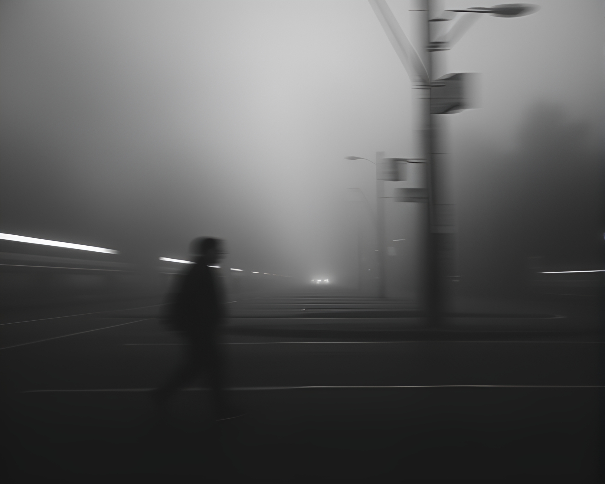 Ley Line Dance: Algorithmic Pursuit in Desaturated Light – free AI stock image