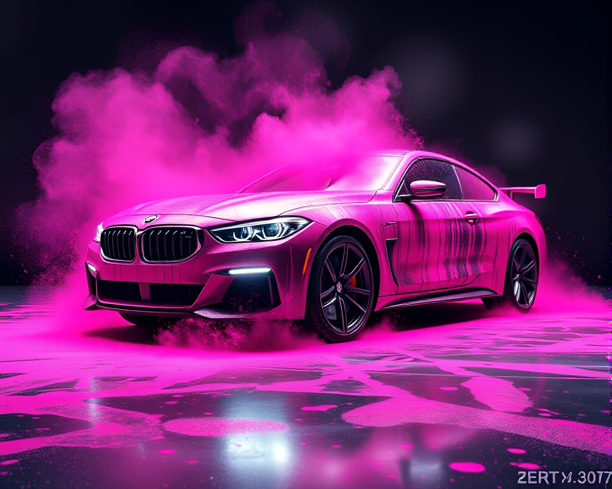 Vibrant Hover Car in Magenta Particle Simulation – free AI stock image