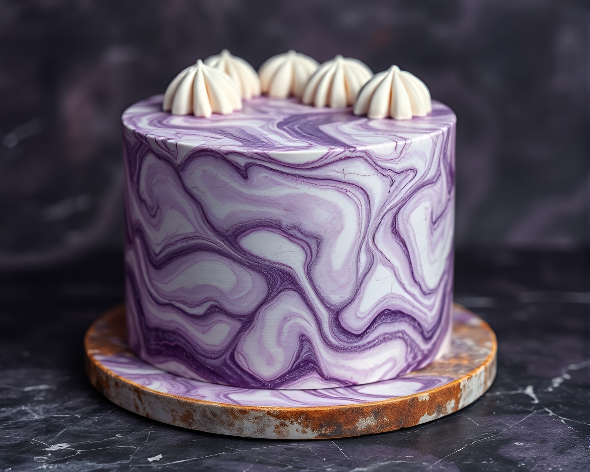 Surrealist Marbled Cake in Amethyst Hues – free AI stock image