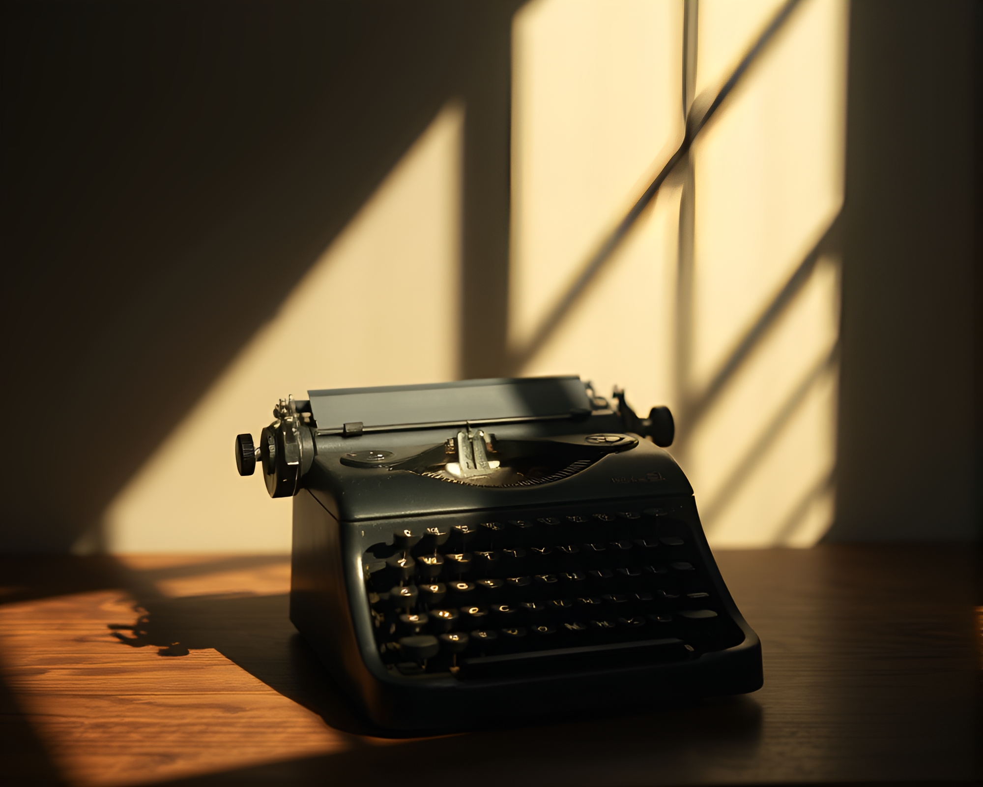 Antique Typewriter Shadow Play: High-Key Lighting Scene – free AI stock image