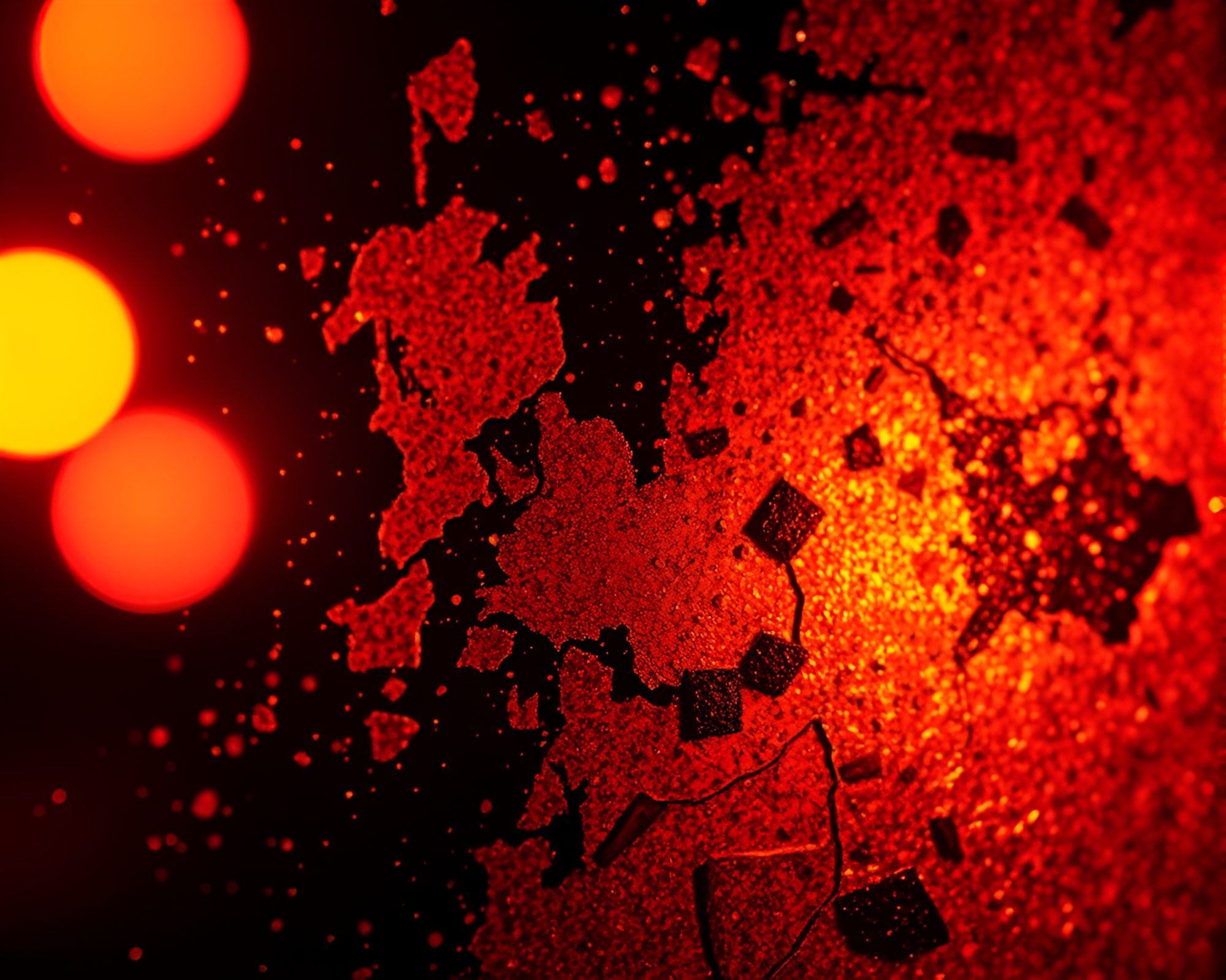 Abstract Rust Flakes Illuminated by Strobe Lights – free AI stock image