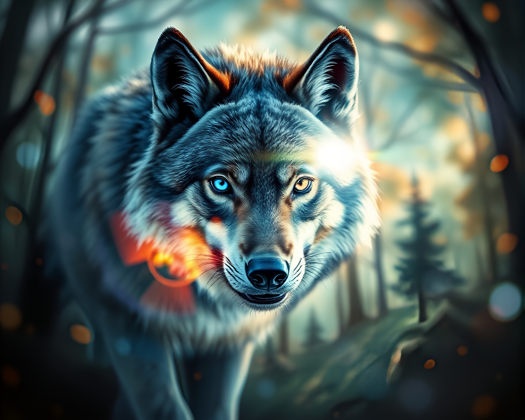 Werewolf Under Disco Ball Glimmer in Watercolor Swirl – free AI stock image