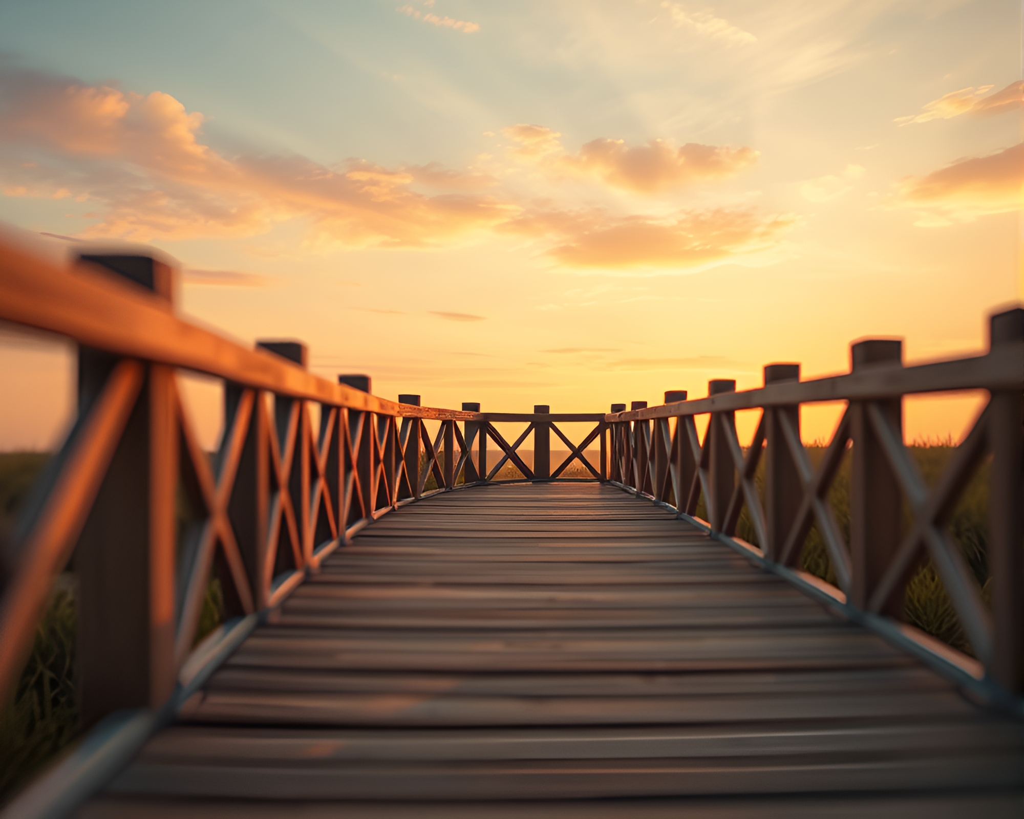 Spiral Wooden Bridge in Sunrise Pastel Still Animation – free AI stock image