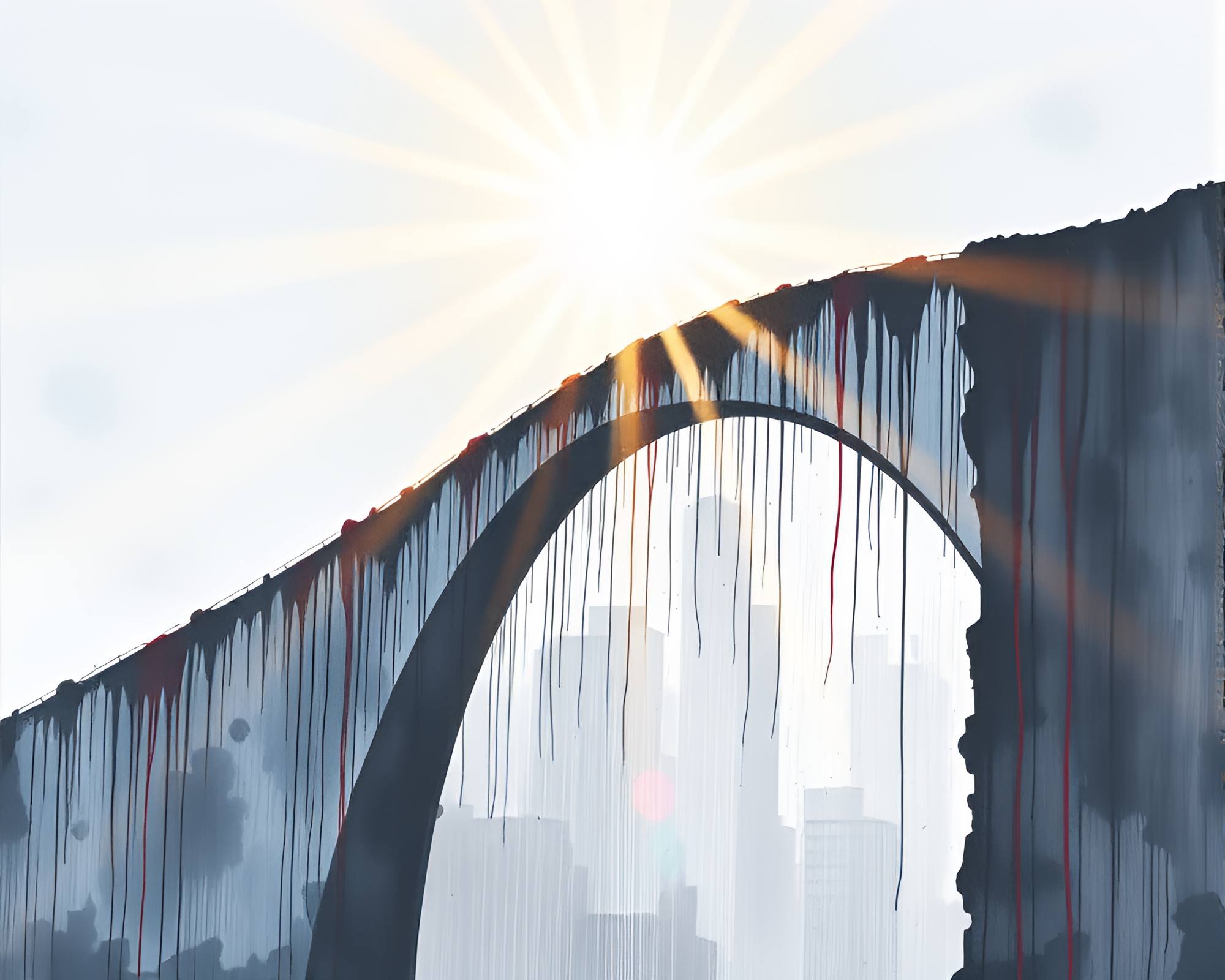 Sunbeam Arch Bridge Calligraphy Artwork – free AI stock image