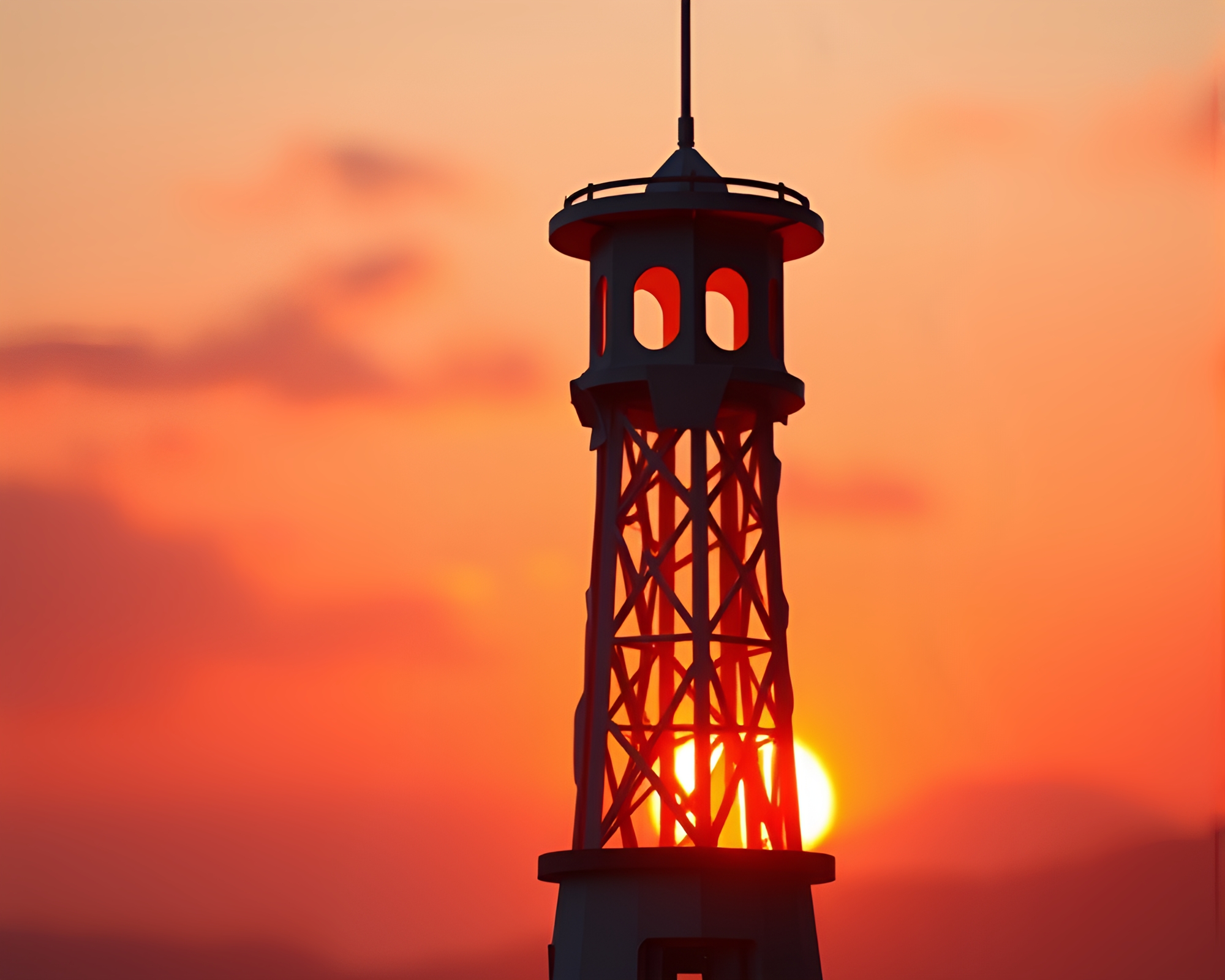 Ethereal Tower in Sunset Hue Paper Tear Art – free AI stock image