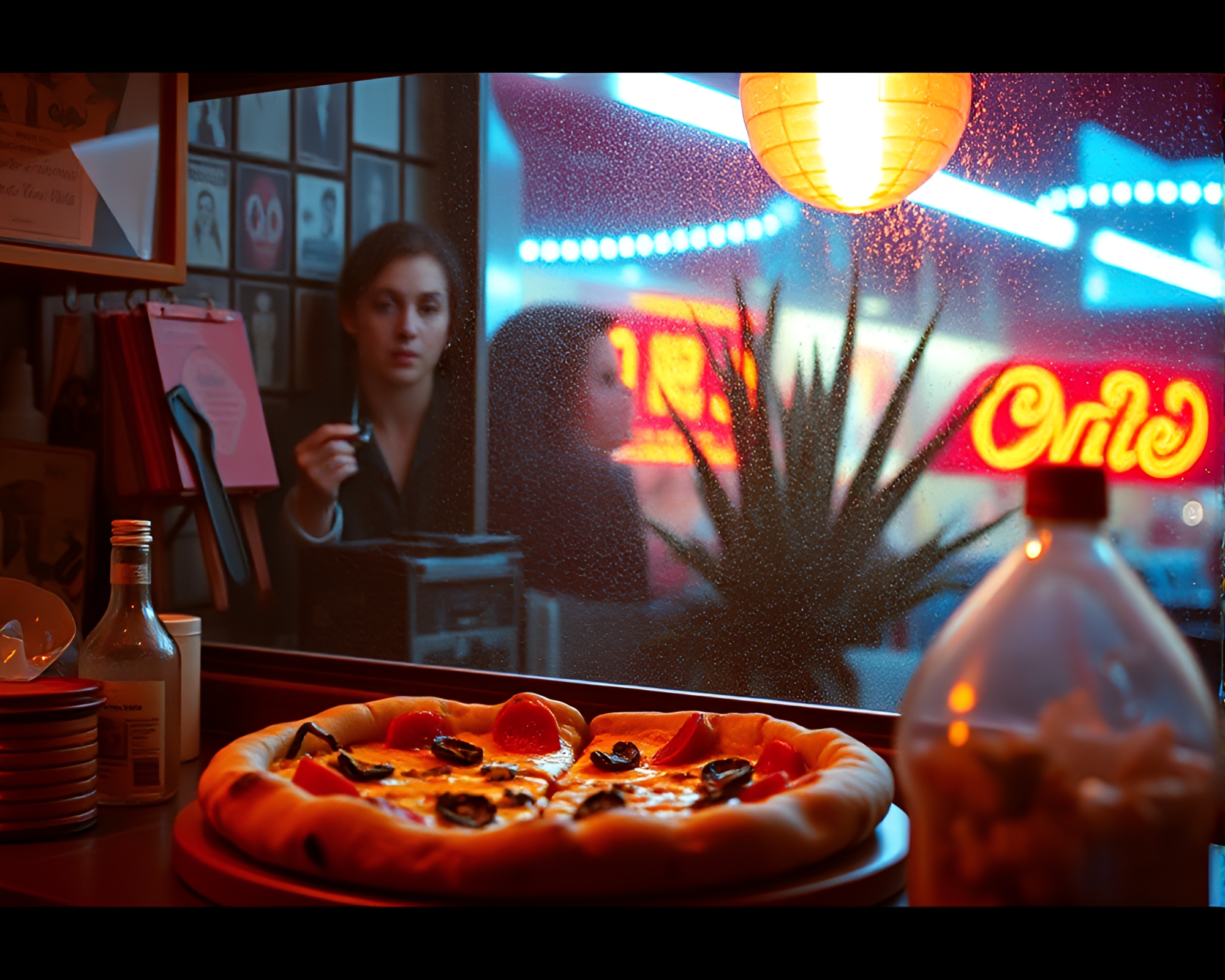 80s Pizza Party in Copper VHS Aesthetic – free AI stock image