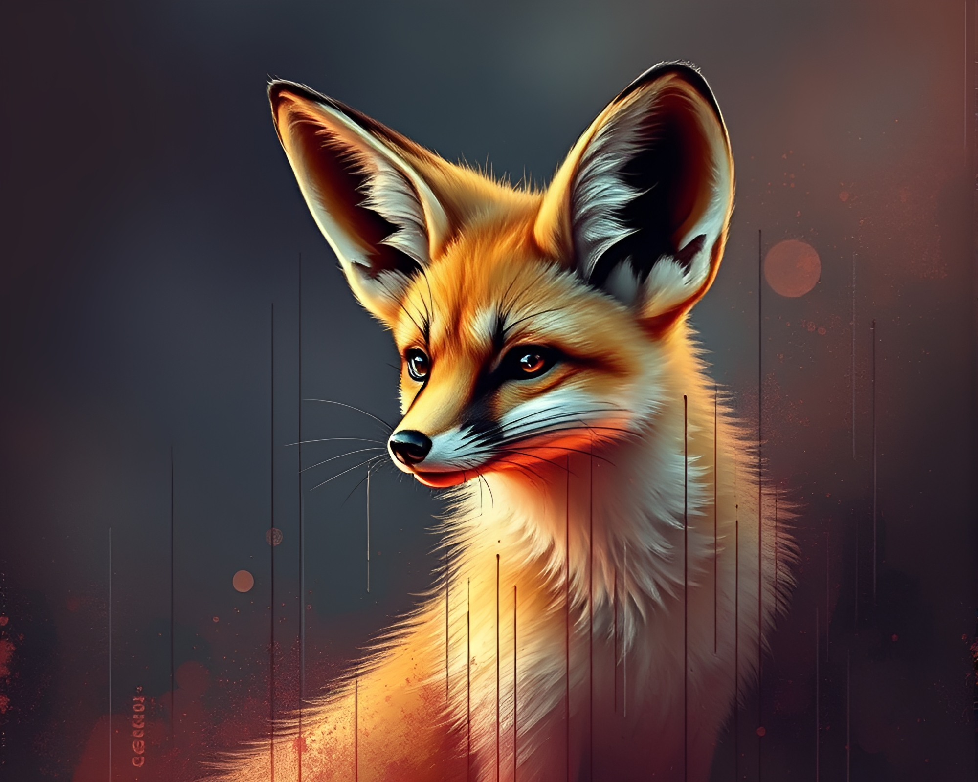 Fennec Fox in Twilight Stipple Spray Paint Dream – free AI stock image