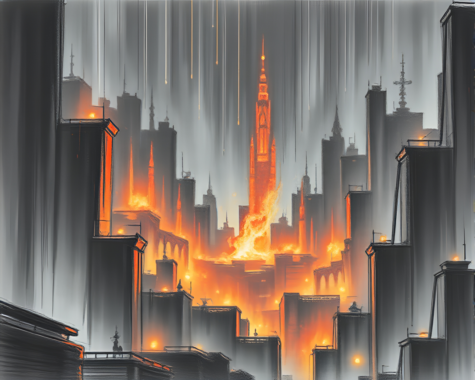 Glitchy Ancient Scroll Unraveled in City Night – free AI stock image