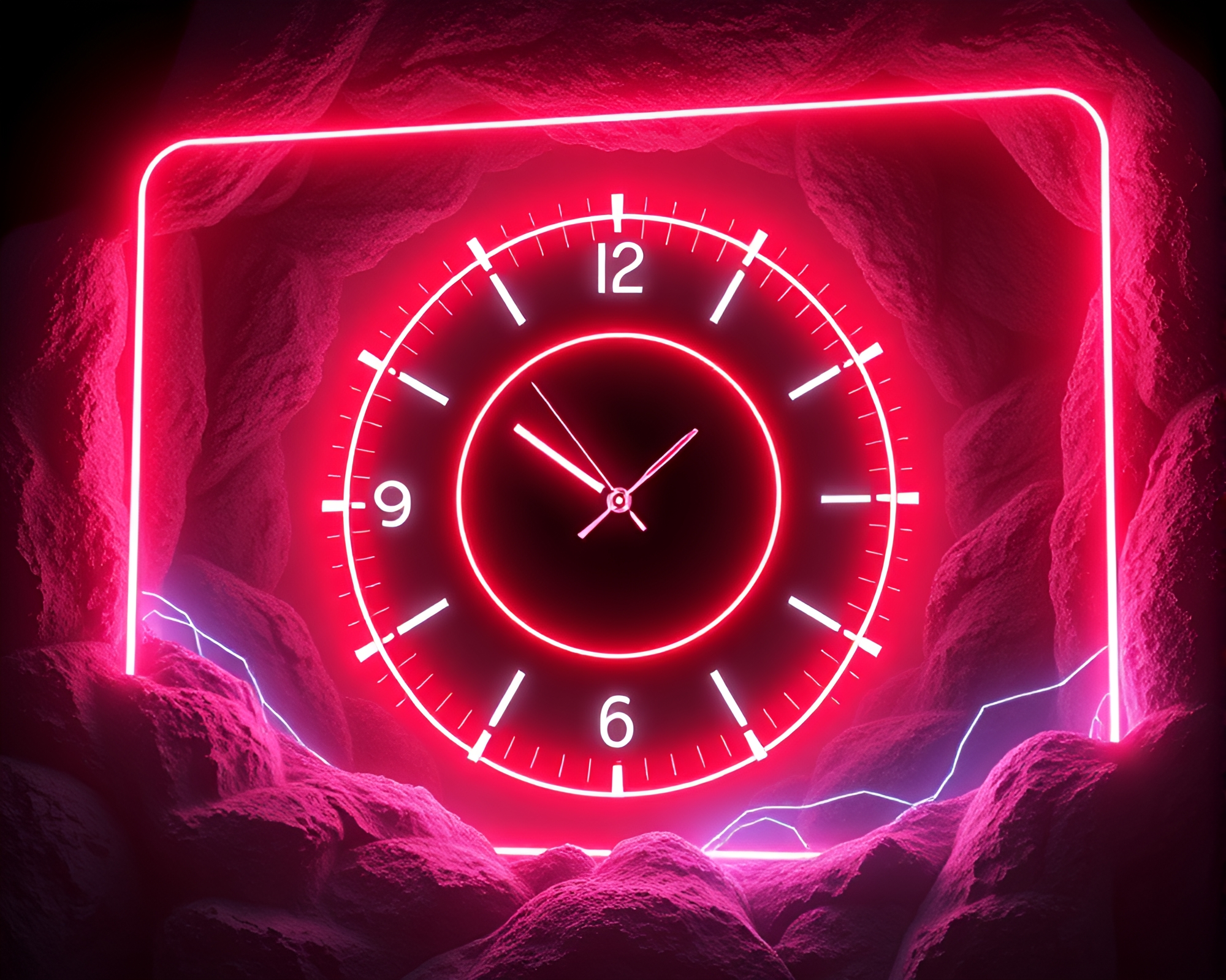 Futuristic Chrono Neon Clock Frame – free AI stock image