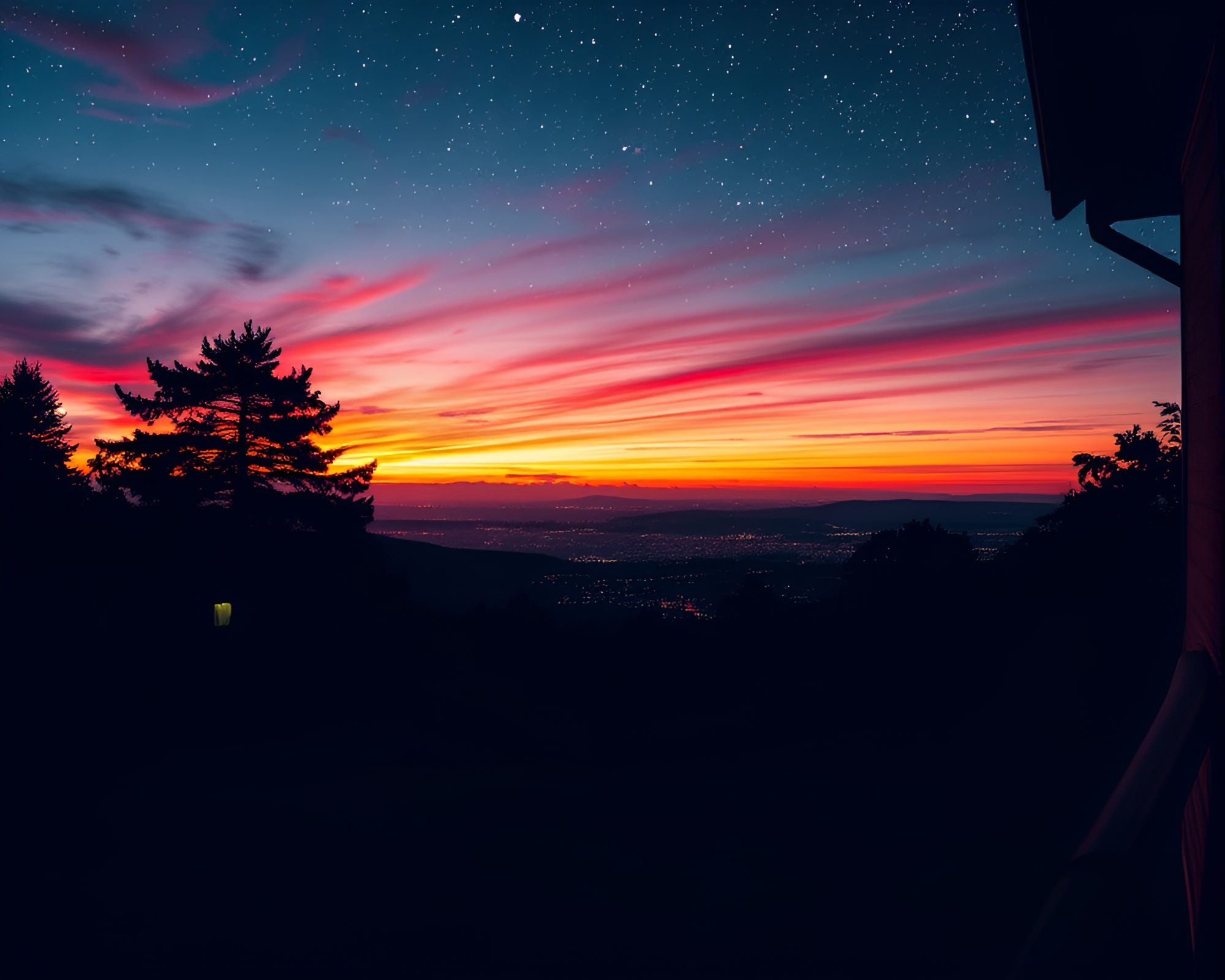 Ley Lines Illuminated: Pop Art Mystical Porchlight Panorama – free AI stock image