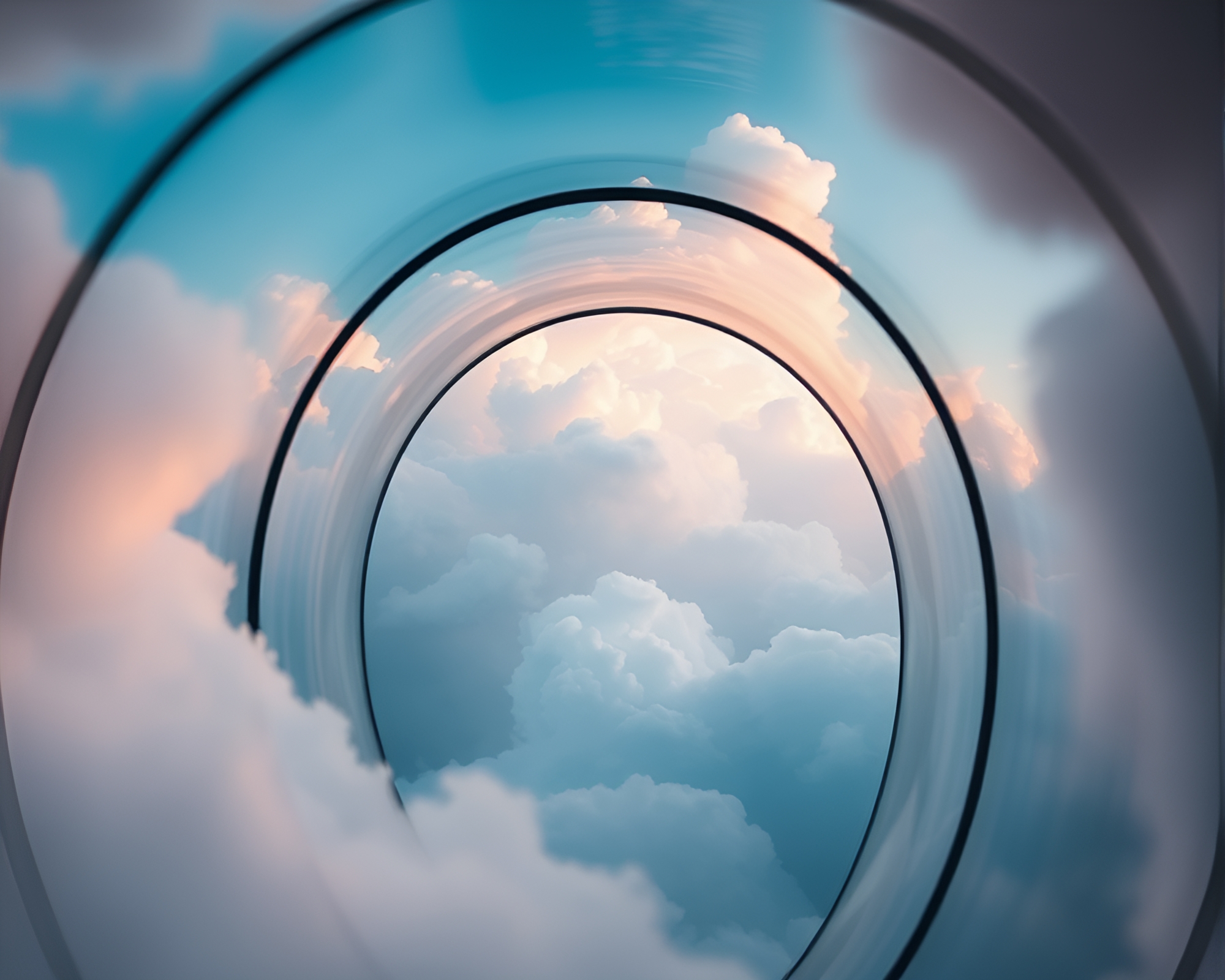 Pastel Glass Tunnel: Cloud Formations – free AI stock image