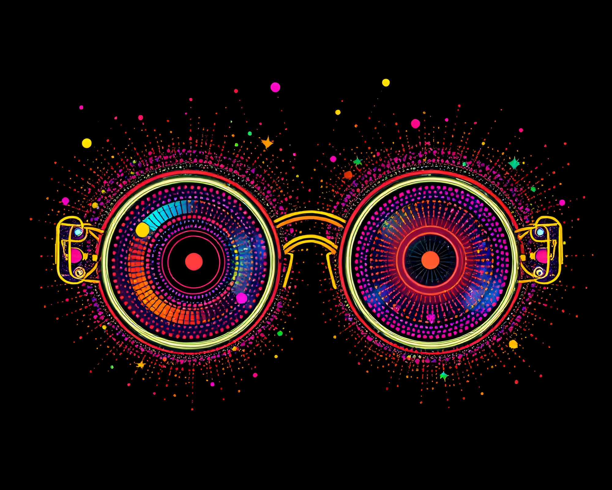 Cosmic Pointillist Steampunk Goggles Glitch Art – free AI stock image