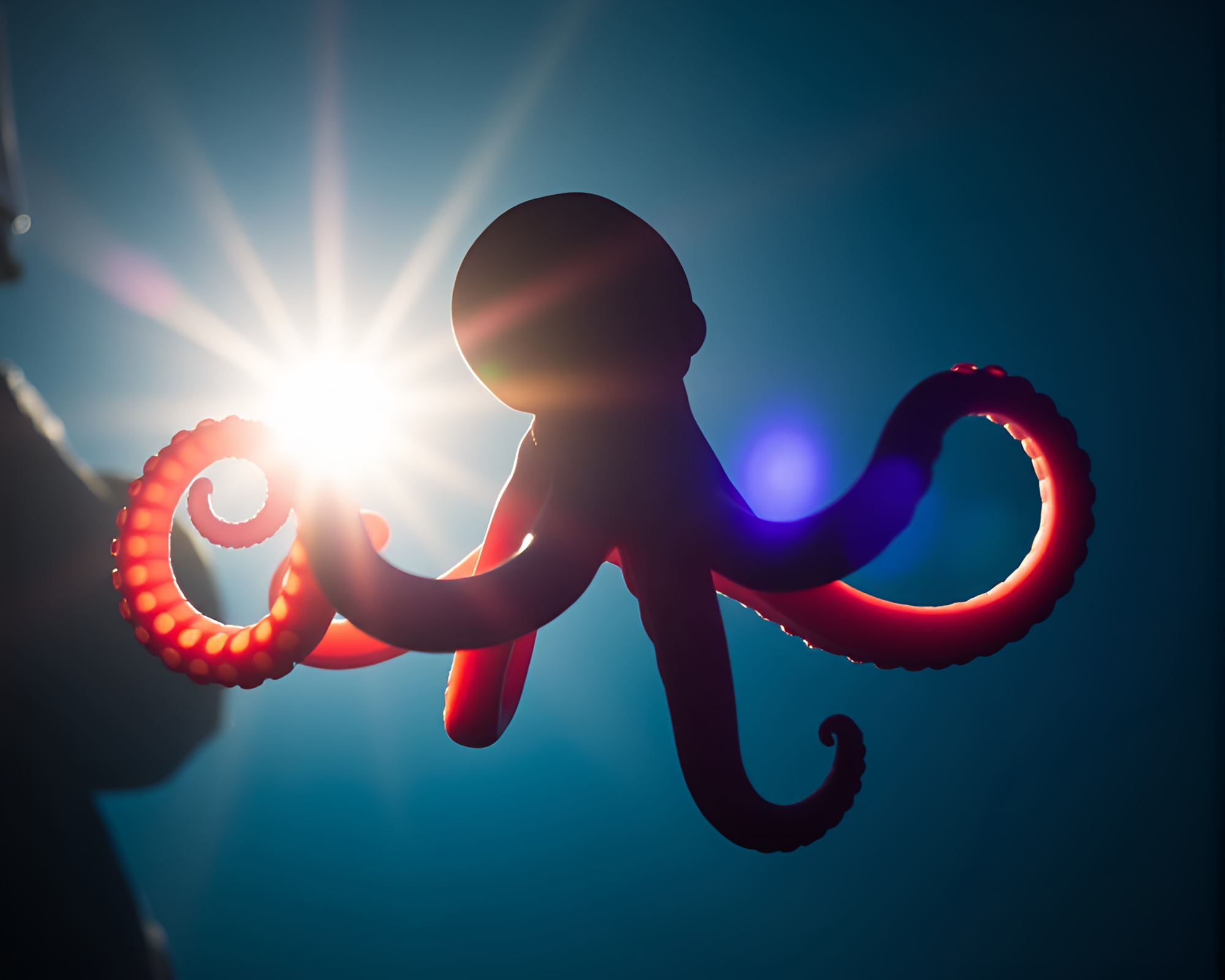Glowing Octopus Silhouette in Candid Moment – free AI stock image