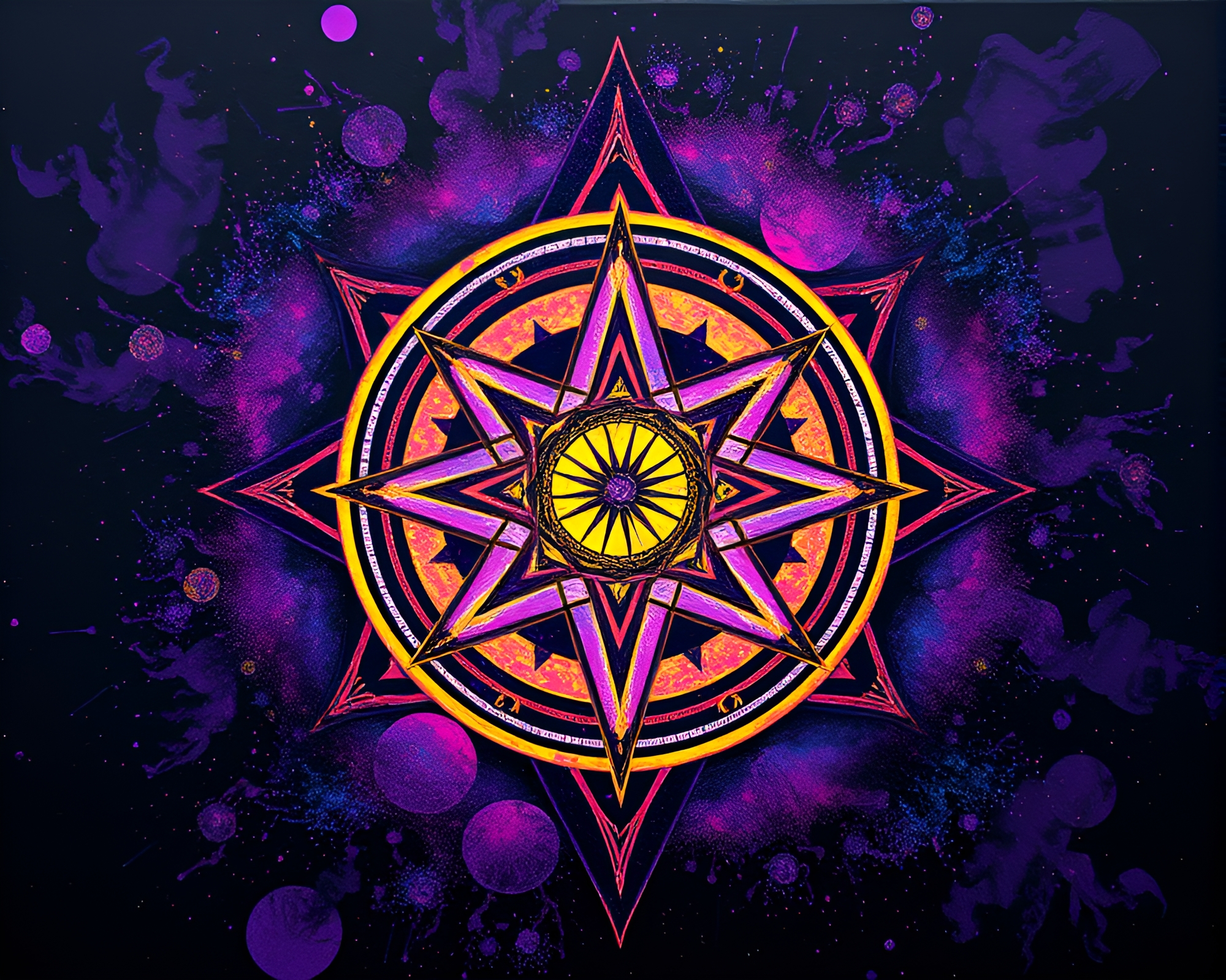 Esoteric Sigil Collage under Ultraviolet Encaustic Shine – free AI stock image
