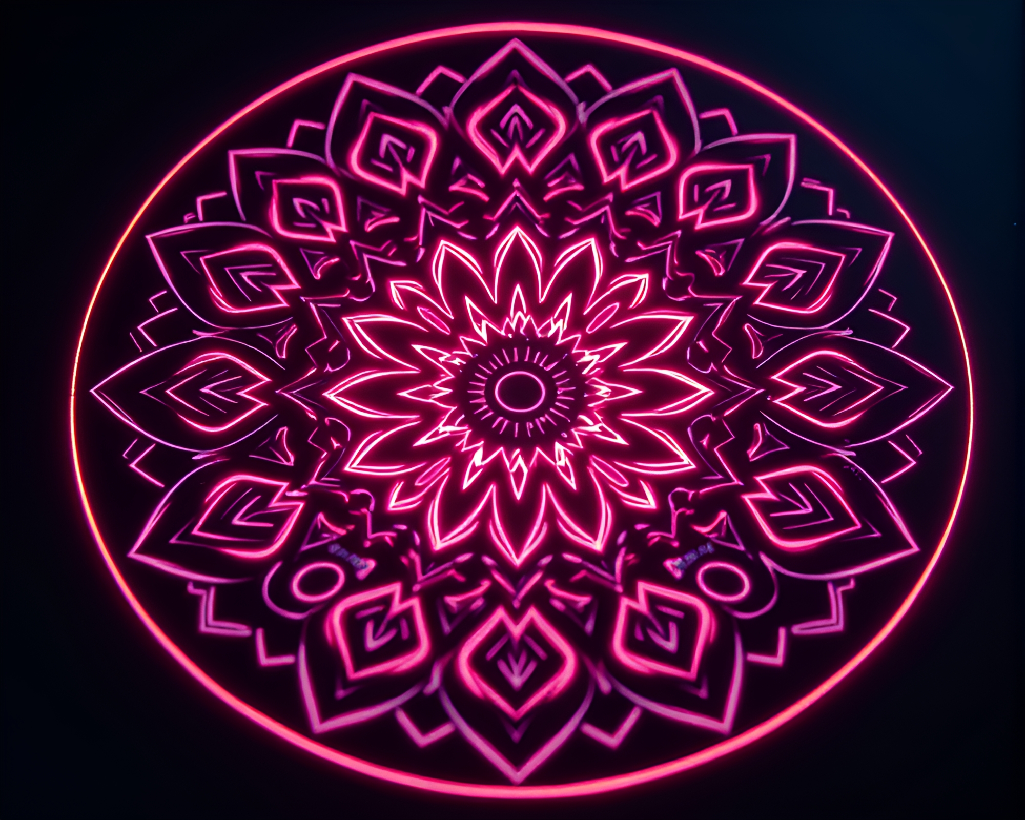 CGI Rendered Bioluminescent Mandala with Etching Lines – free AI stock image