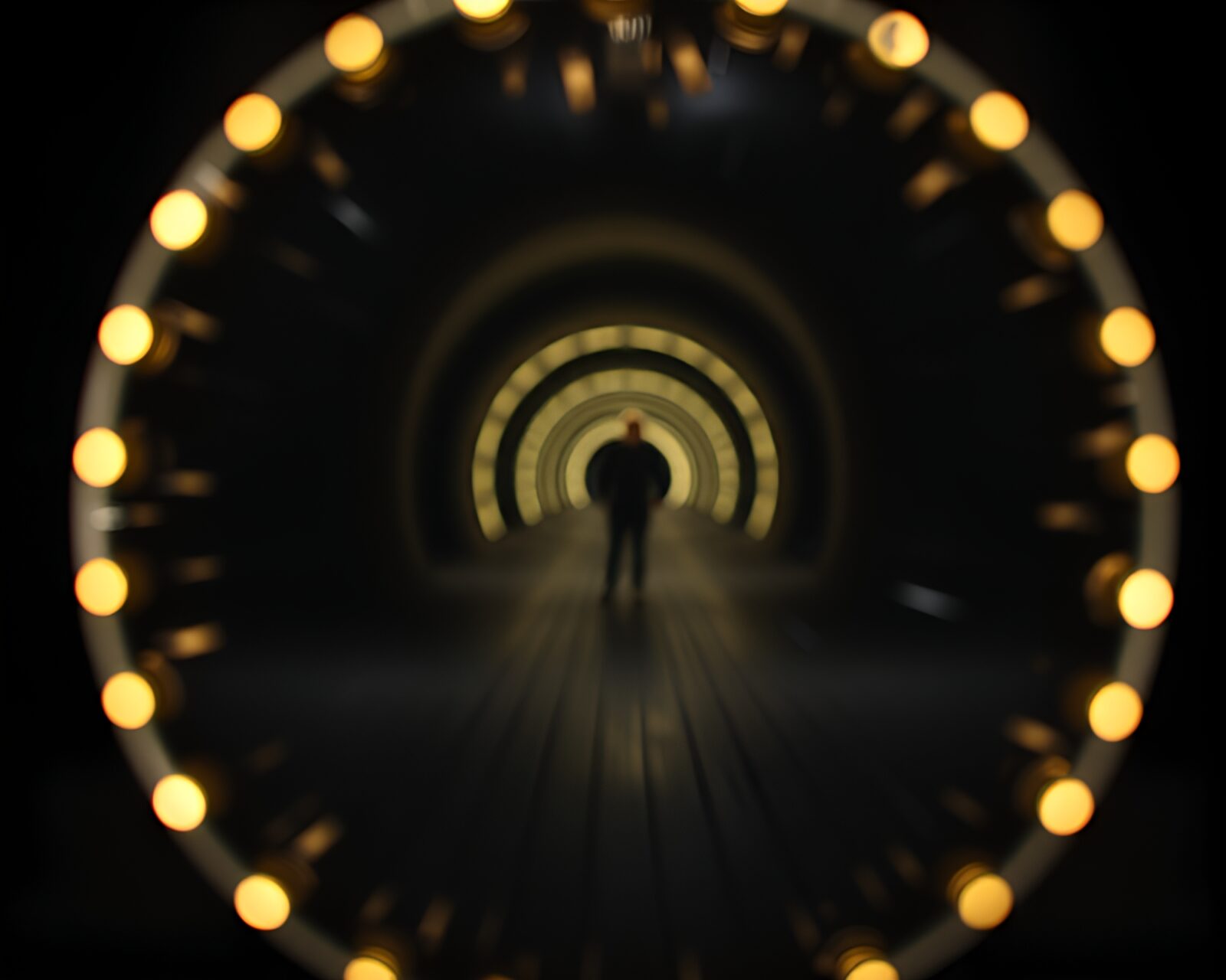 Bokeh-lit dungeon with shard reflecting magic circle
