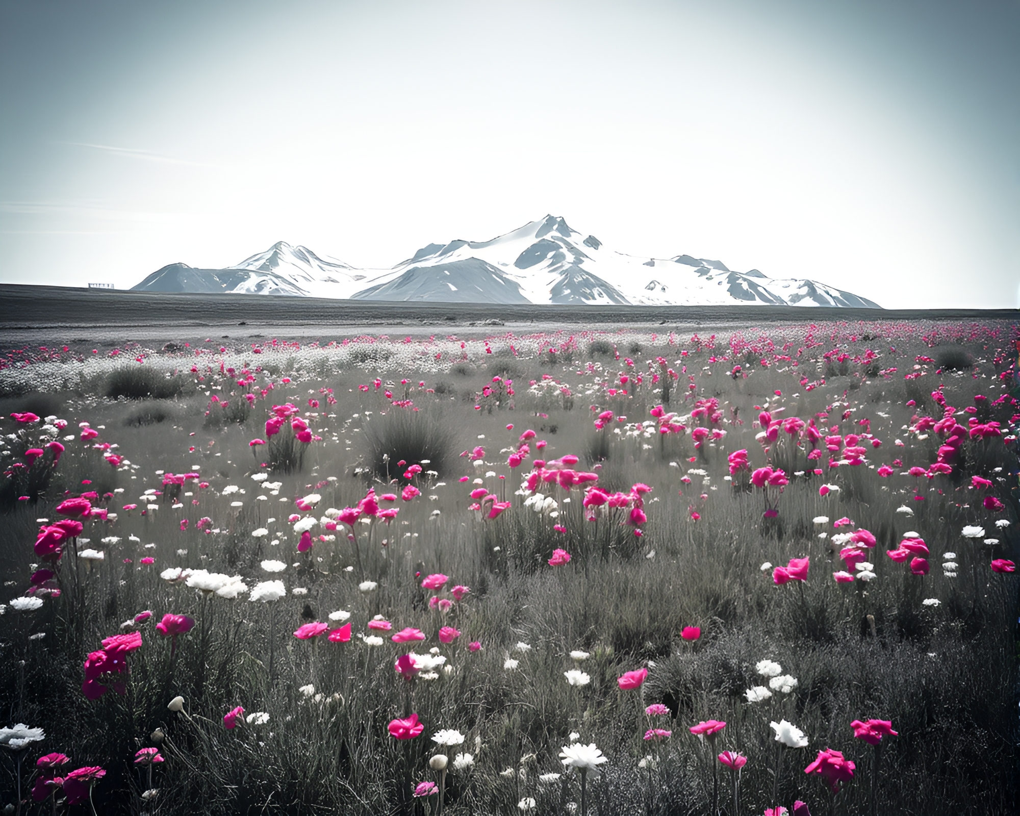 Antarctic Infrared Meadow Vignette – free AI stock image