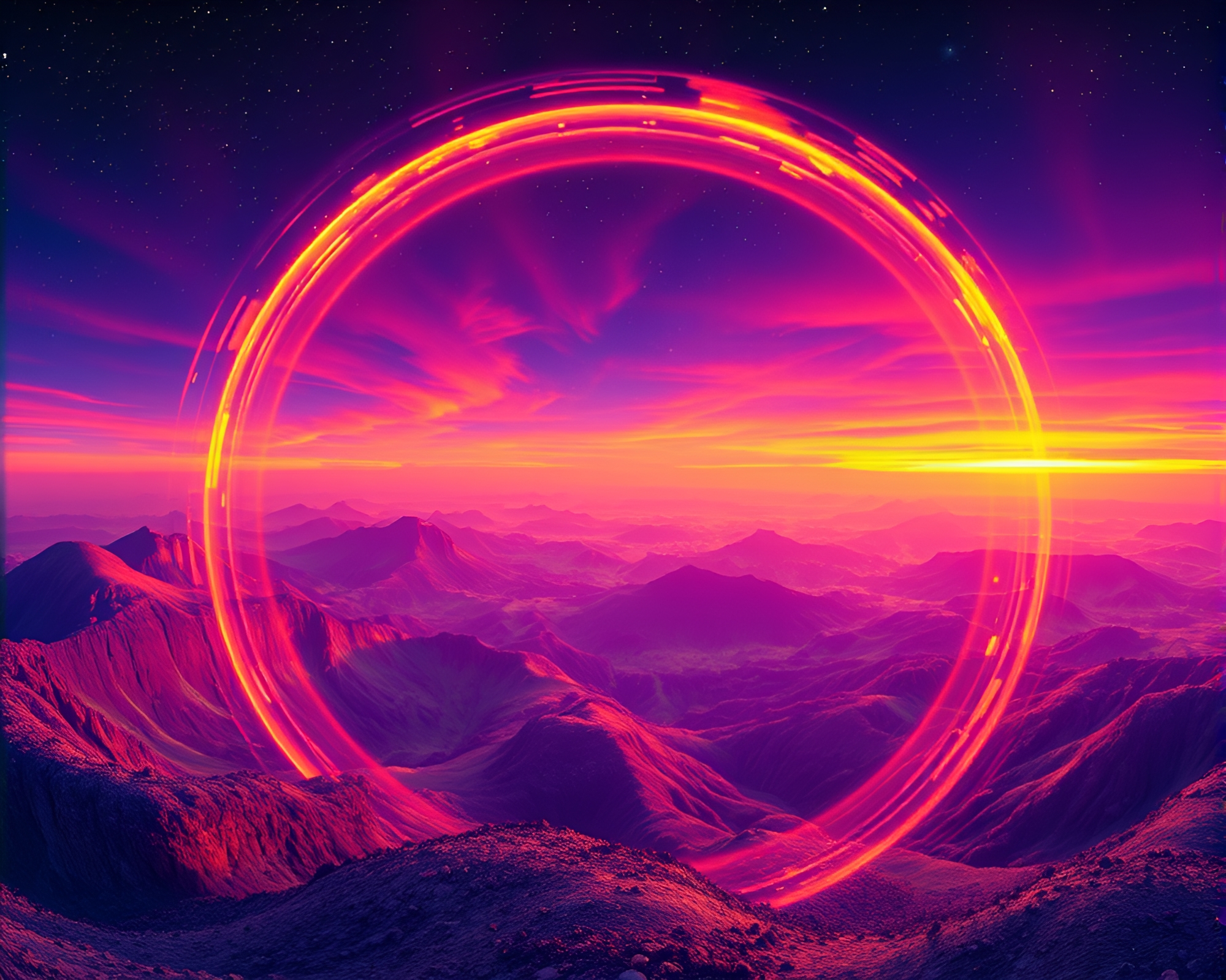 Enchanting Magic Circle in Thermal Imaging Colors – free AI stock image