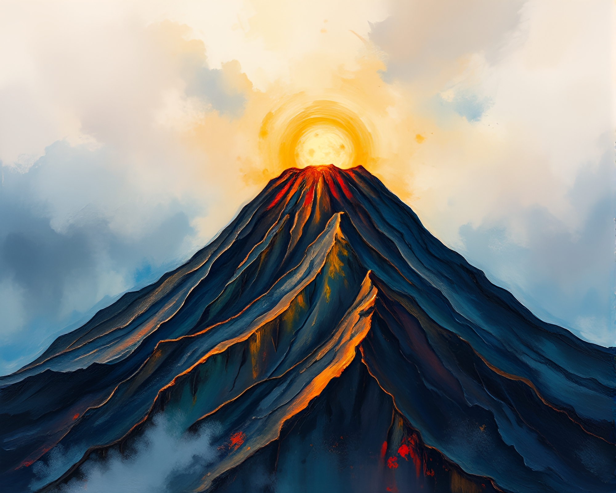 Cosmic Volcanic Island in Oil Impasto Style – free AI stock image