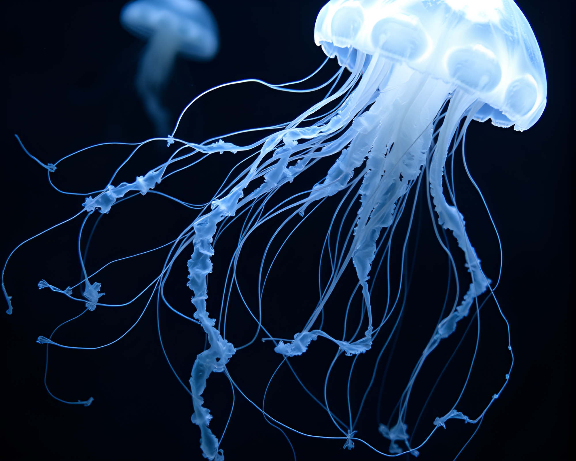 Bioluminescent Jellyfish Tight Crop Graffiti Art – free AI stock image
