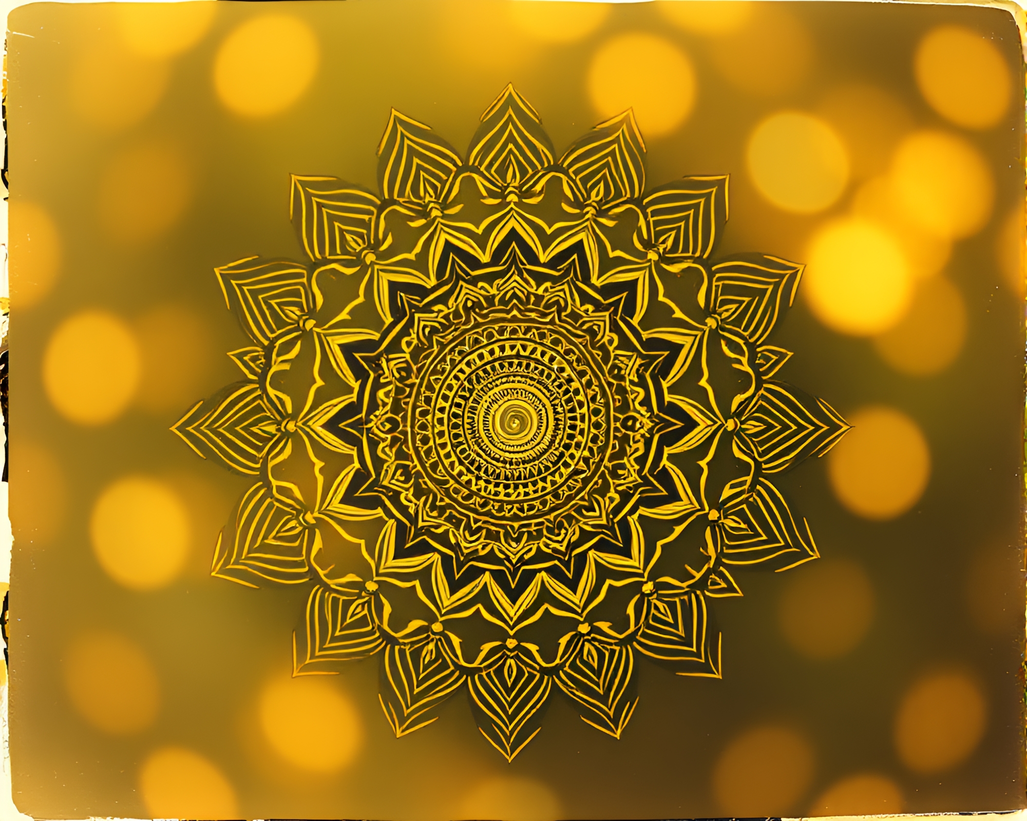 Golden Spiral Mandala in Vintage Bokeh Effect – free AI stock image