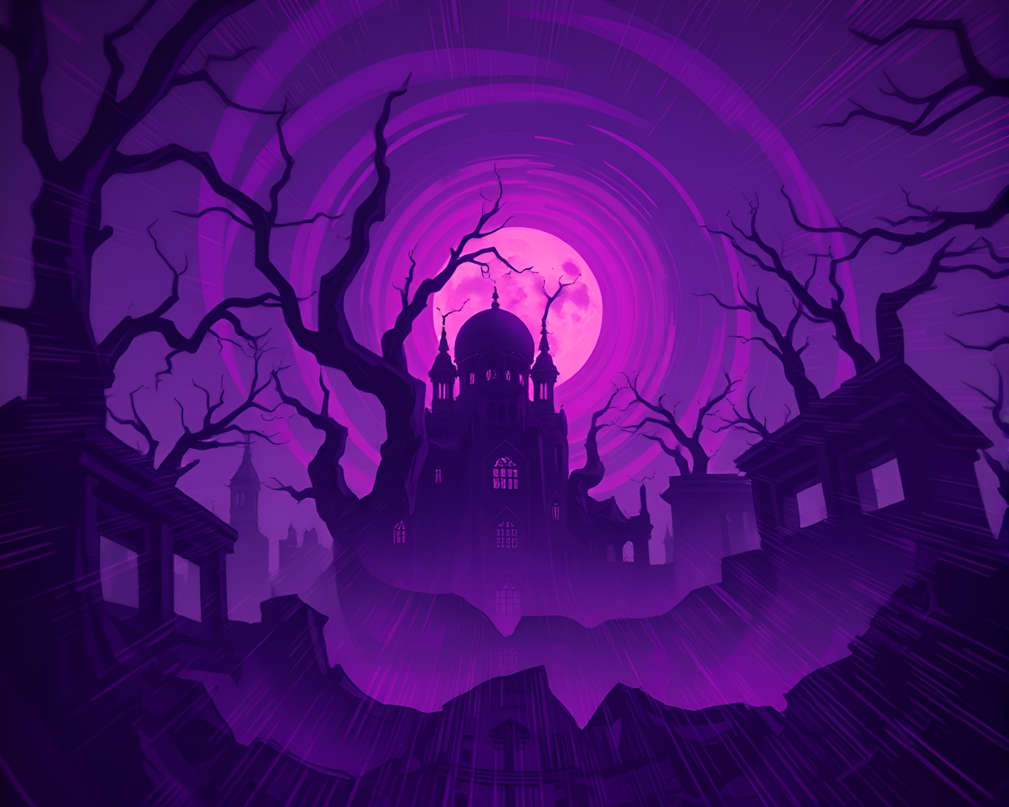 Eldritch Lovecraftian cyberpunk twilight swirl – free AI stock image