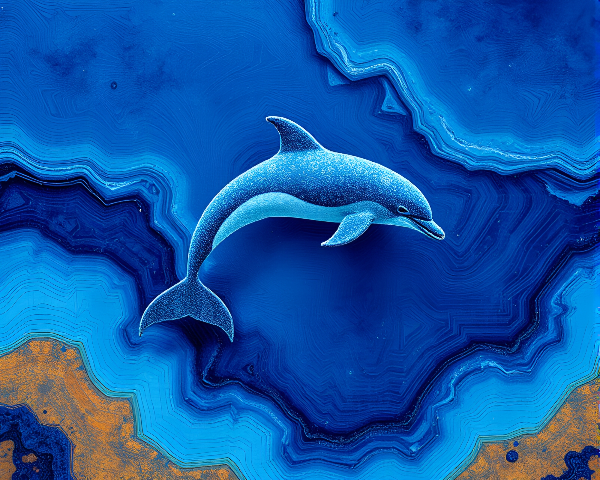 Majestic Amazon Dolphin in Cobalt Blue Generative Art – free AI stock image