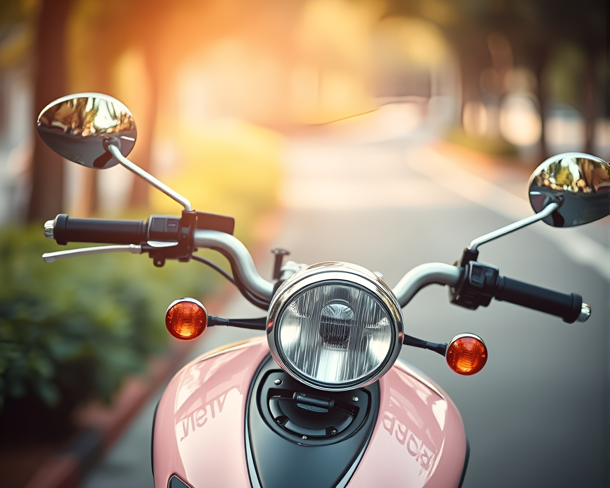 Blush Pink Motorcycle in Soft Focus Screen Printing – free AI stock image