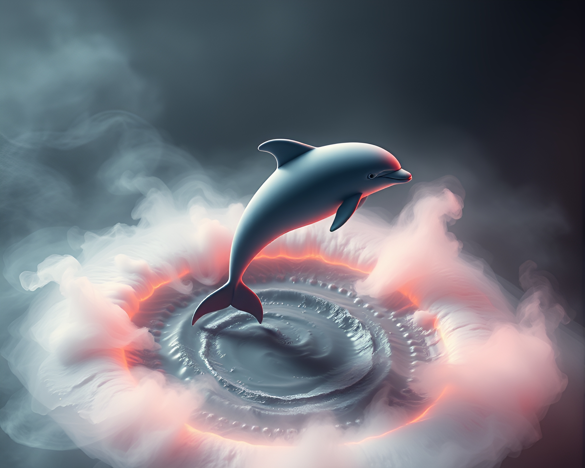 Majestic Amazon River Dolphin Amidst Smoke Rings – free AI stock image