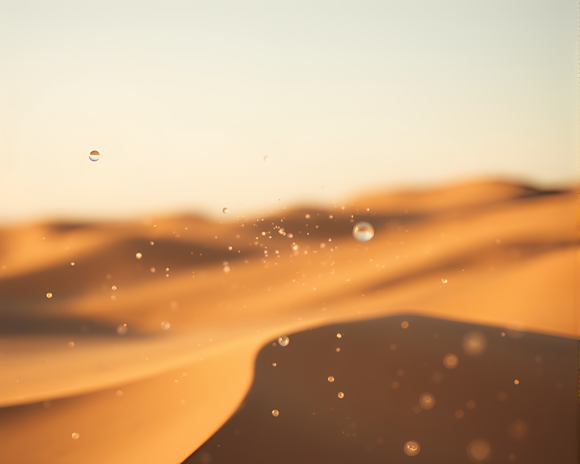 Surreal Desert Mirage with Floating Particles – free AI stock image