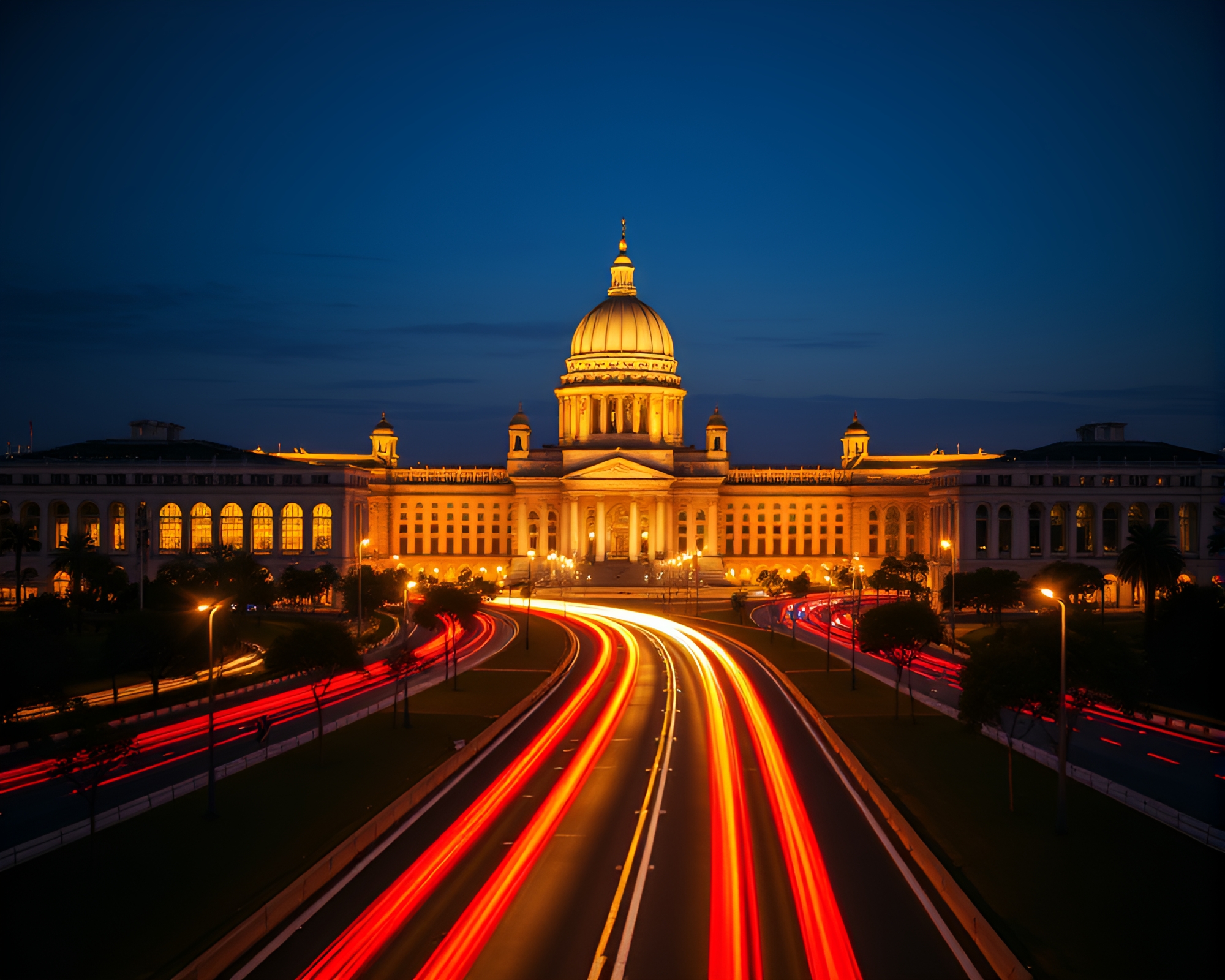 Retro Cheese Platter under Architectural Light Trails – free AI stock image