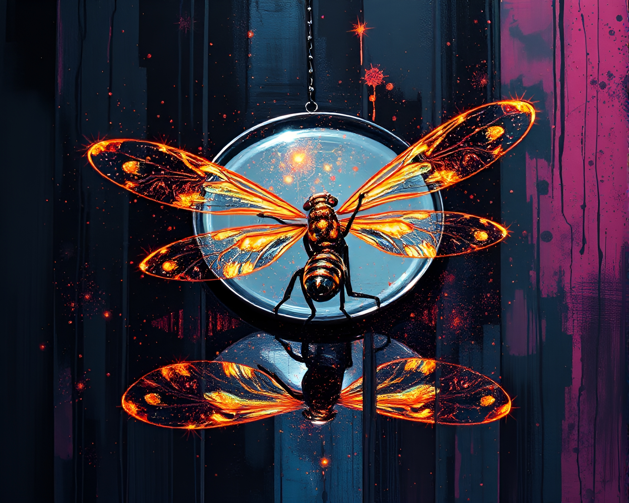 Ethereal Cubist Mirror: Firefly Luminescence – free AI stock image