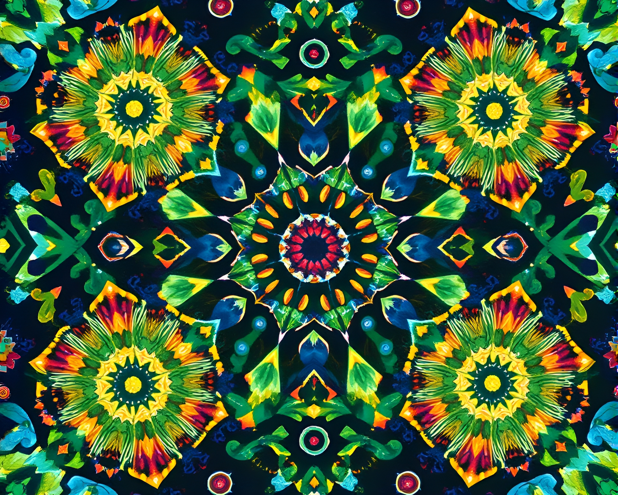 Kaleidoscope Circuit Board Stage Lights Gouache Painting – free AI stock image