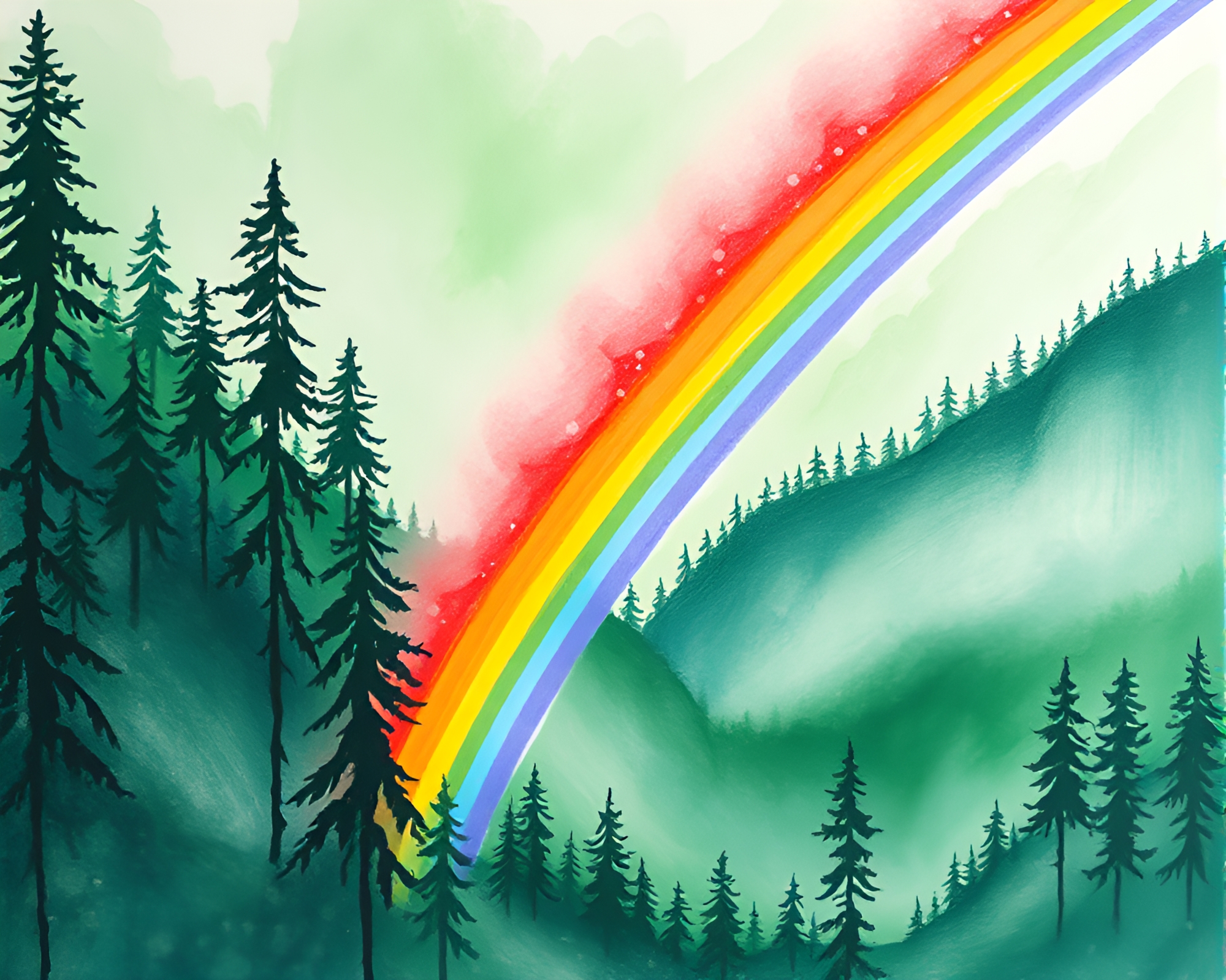 Rainbow Refraction in Northern Tundra: Conté Crayon Drawing – free AI stock image